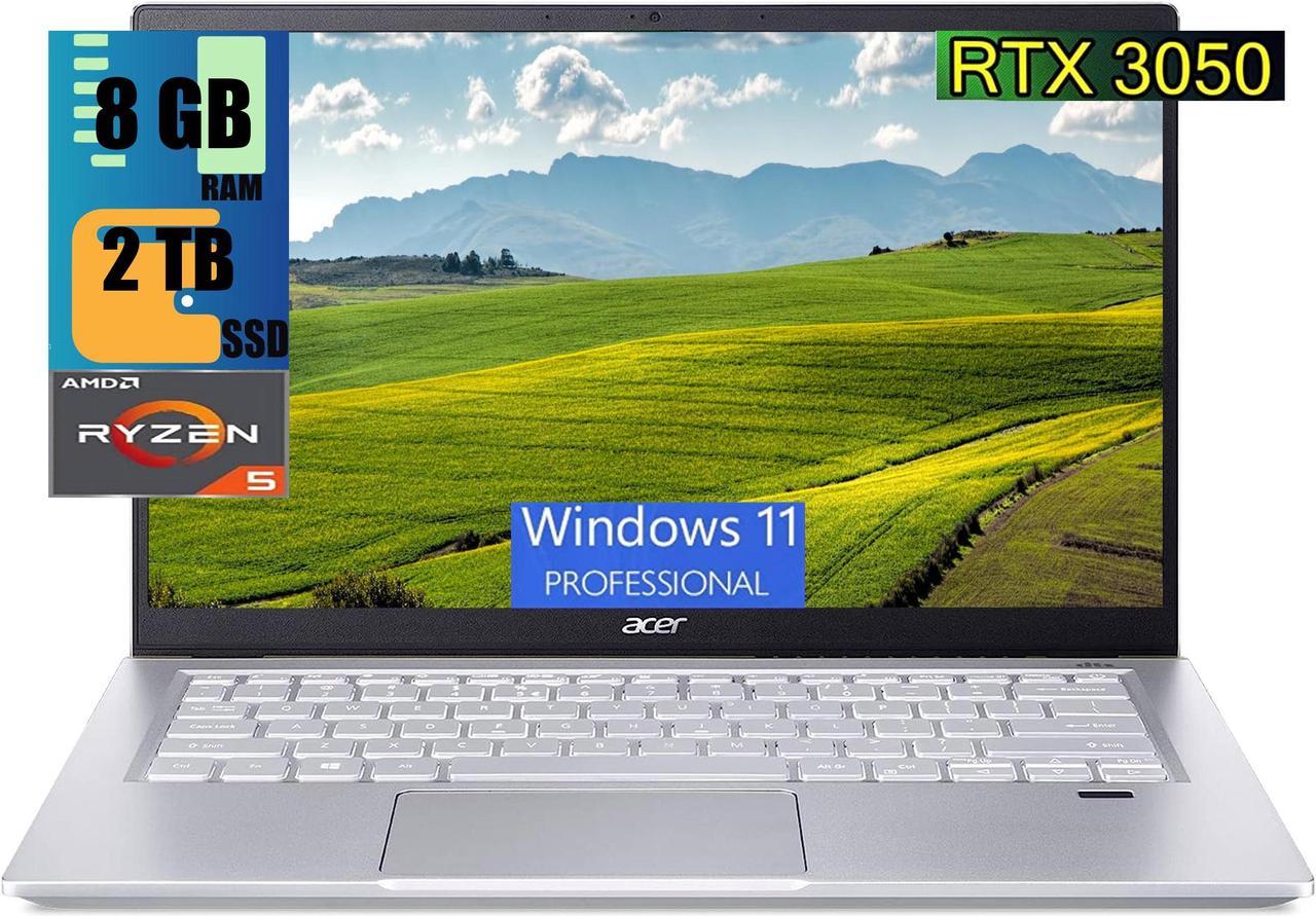 Acer Swift X 14 Laptop, 14" FHD Display, AMD Ryzen 5 5600U 6 cores Processor, NVIDIA GeForce RTX 3050 4GB GDDR6 Graphics, 8GB  DDR4  2TB PCIe SSD, Backlit Keyboard, Windows 11 Pro, Gold