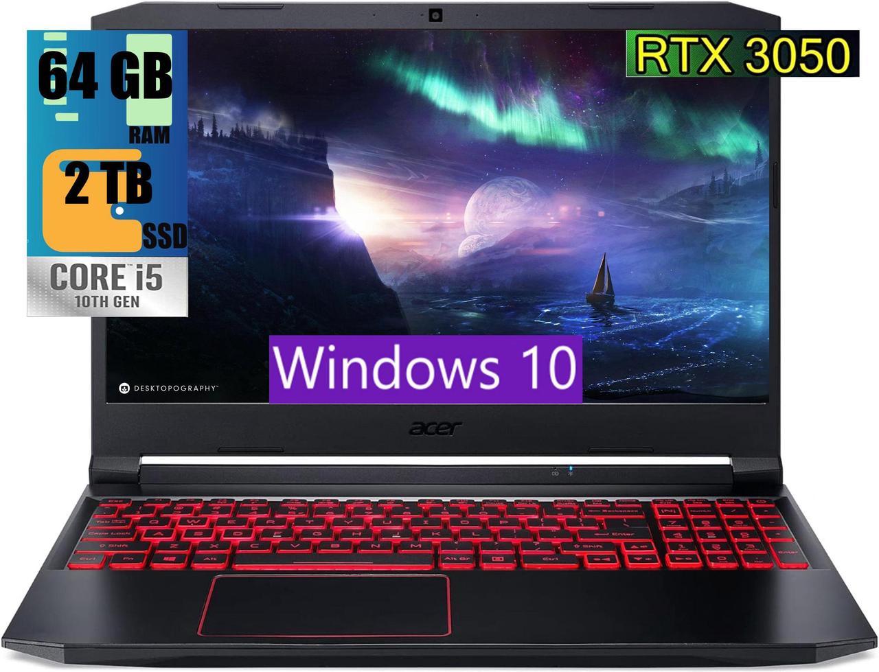 Acer Nitro 5 Gaming Laptop, 15.6" FHD 144Hz, Intel Core i5-10300H 4-core Processor, NVIDIA GeForce RTX 3050 4GB GDDR6, 64GB DDR4  2TB PCIe SSD, WiFi6, Backlit Keyboard, Windows 10