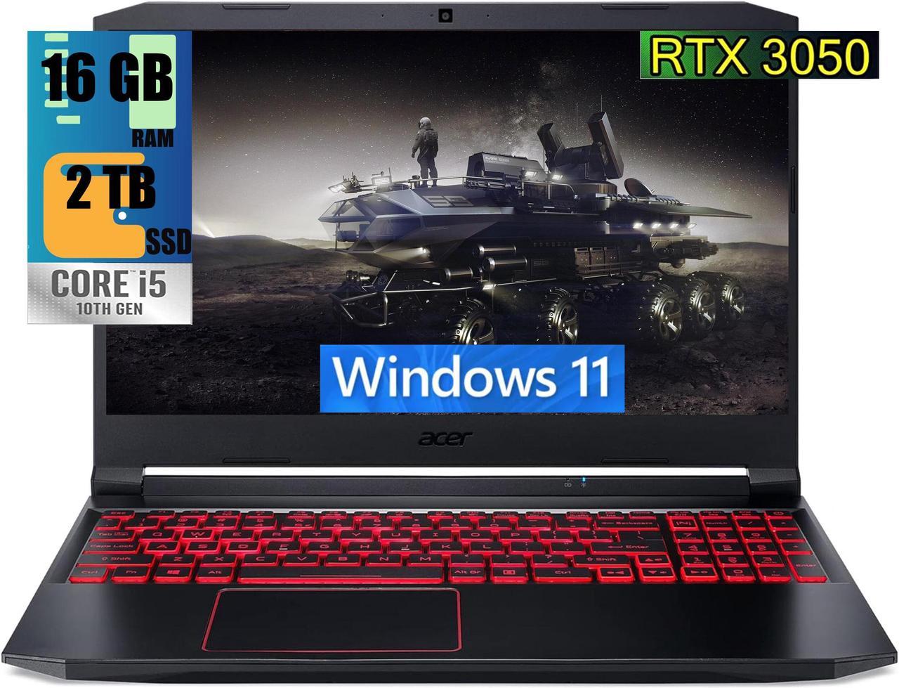 Acer Nitro 5 Gaming Laptop, 15.6" FHD 144Hz, Intel Core i5-10300H 4-core Processor, NVIDIA GeForce RTX 3050 4GB GDDR6, 16GB DDR4  2TB PCIe SSD, WiFi6, Backlit Keyboard, Windows 11