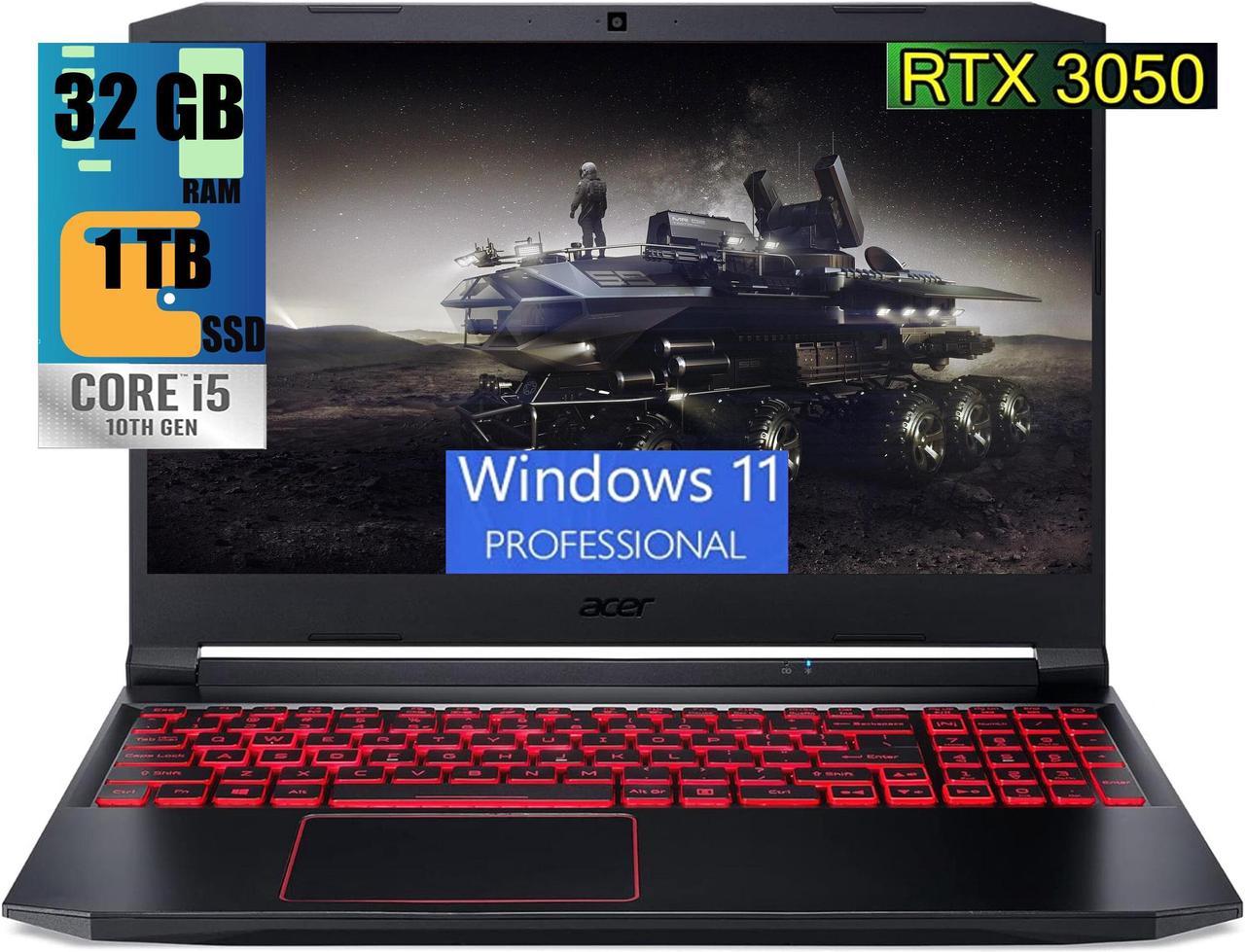 Acer Nitro 5 Gaming Laptop, 15.6" FHD 144Hz, Intel Core i5-10300H 4-core Processor, NVIDIA GeForce RTX 3050 4GB GDDR6, 32GB DDR4  1TB PCIe SSD, WiFi6, Backlit Keyboard, Windows 11 Pro