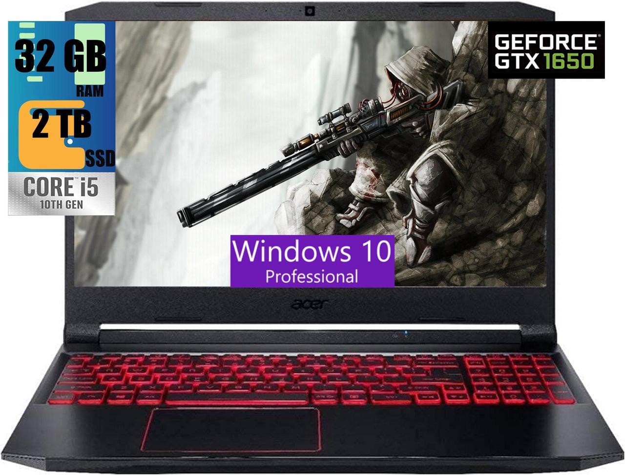 Acer Nitro 5 15 Gaming Laptop, 15.6" Full HD display, Intel Core i5-10300H 4 core Processor, GeForce GTX 1650 4 GB Graphics, 32GB DDR4  2TB PCIe SSD, WiFi 6, Backlit Keyboard, Windows 10 Pro