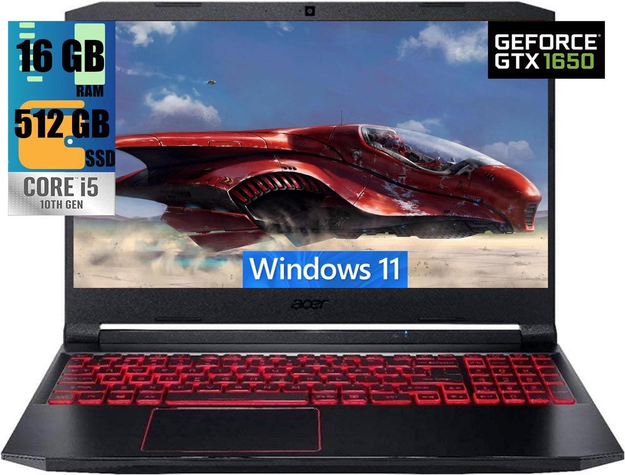 Acer Nitro 5 15 Gaming Laptop, 15.6" Full HD display, Intel Core i5-10300H 4 core Processor, GeForce GTX 1650 4 GB Graphics, 16GB DDR4  512GB PCIe SSD, WiFi 6, Backlit Keyboard, Windows 11