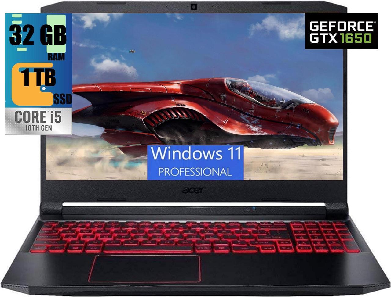 Acer Nitro 5 15 Gaming Laptop, 15.6" Full HD display, Intel Core i5-10300H 4 core Processor, GeForce GTX 1650 4 GB Graphics, 32GB DDR4  1TB PCIe SSD, WiFi 6, Backlit Keyboard, Windows 11 Pro