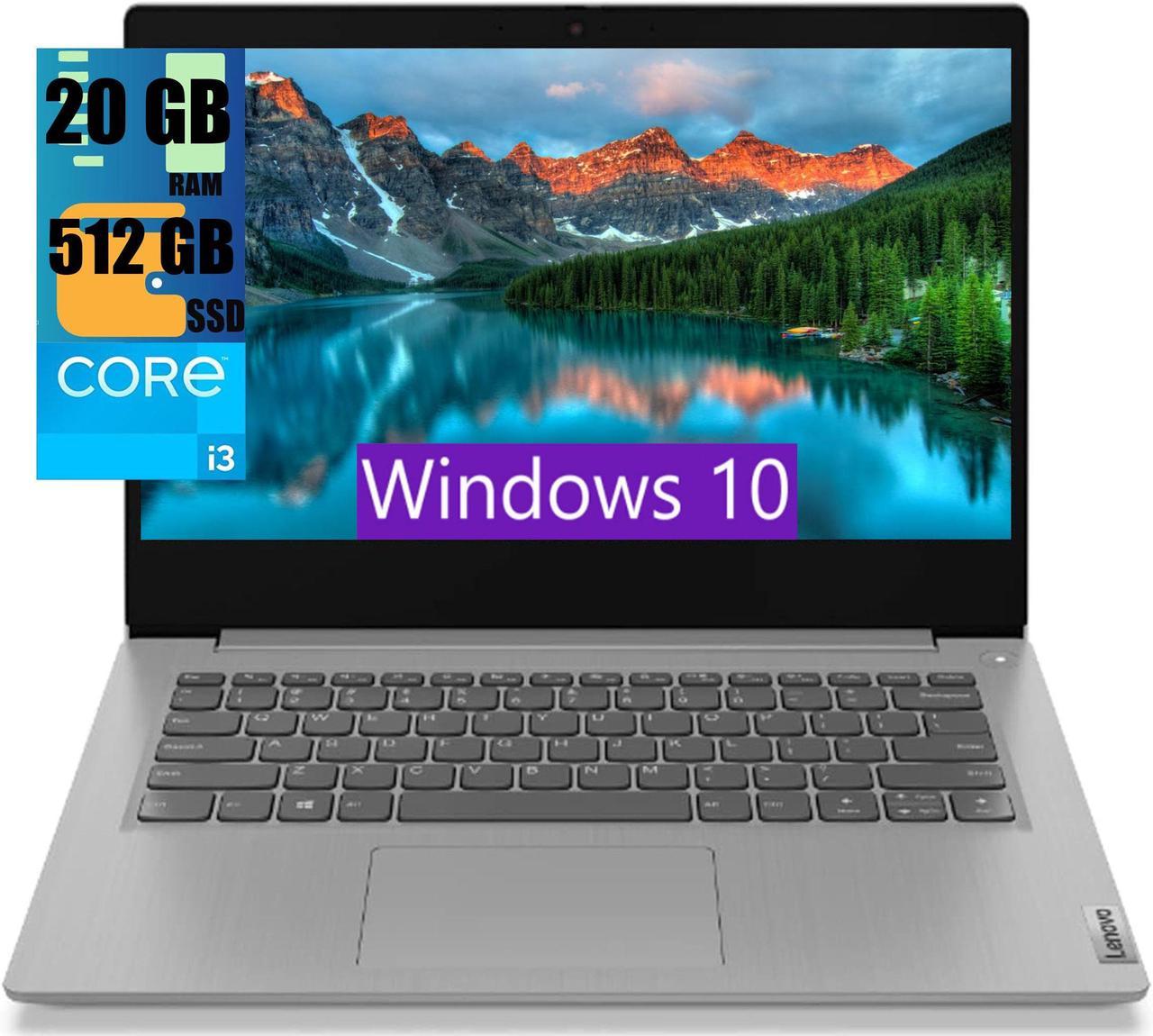 Lenovo IdeaPad 3i 14 Laptop, 14" FHD (1920 x 1080) Display, Intel i3-1115G4 2 Cores Processor, Intel UHD Graphics, 20GB DDR4  512GB PCIe SSD, Media Card Reader, Wi-Fi 6, Windows 10