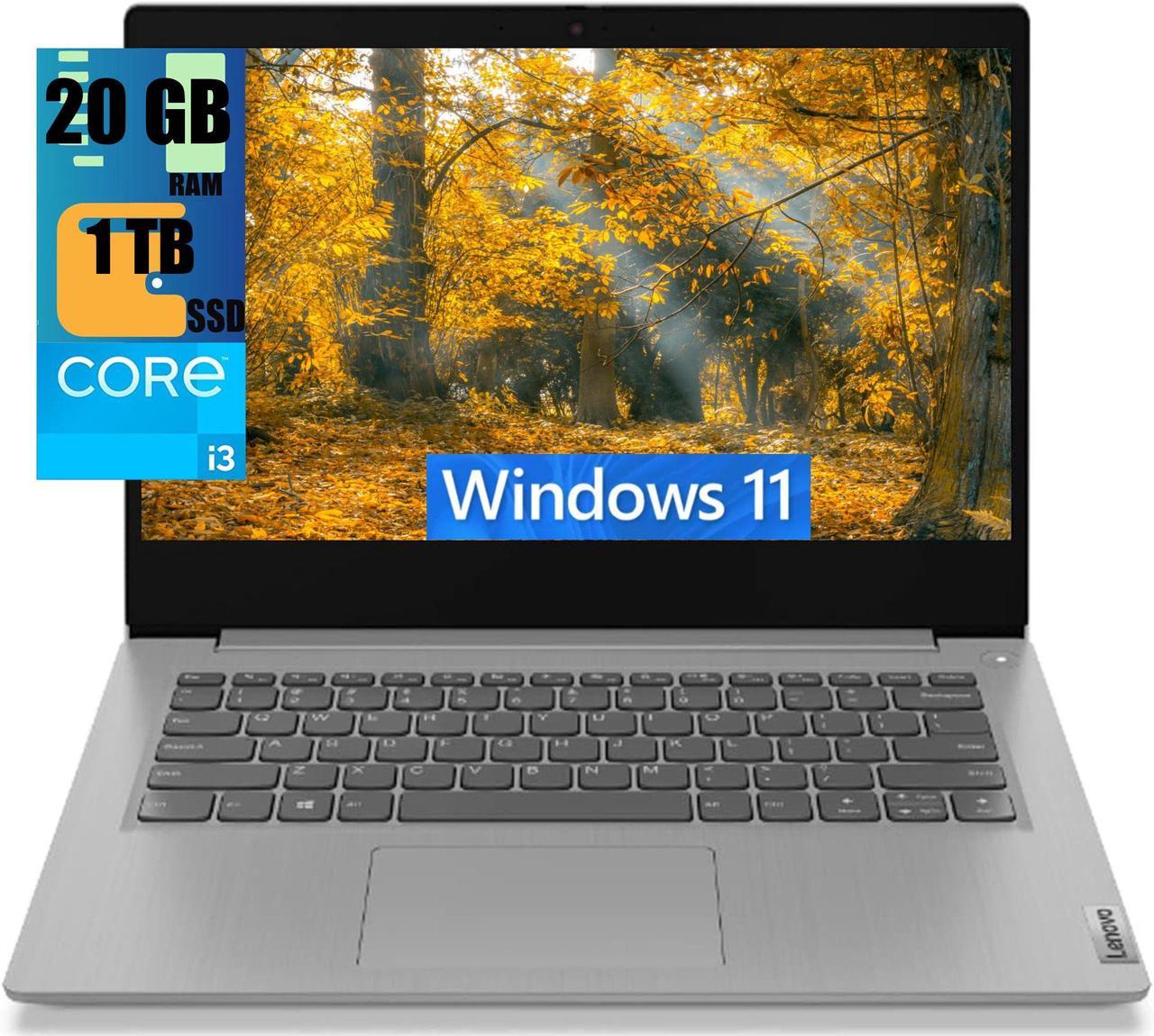 Lenovo IdeaPad 3i 14 Laptop, 14" FHD (1920 x 1080) Display, Intel i3-1115G4 2 Cores Processor, Intel UHD Graphics, 20GB DDR4  1TB PCIe SSD, Media Card Reader, Wi-Fi 6, Windows 11