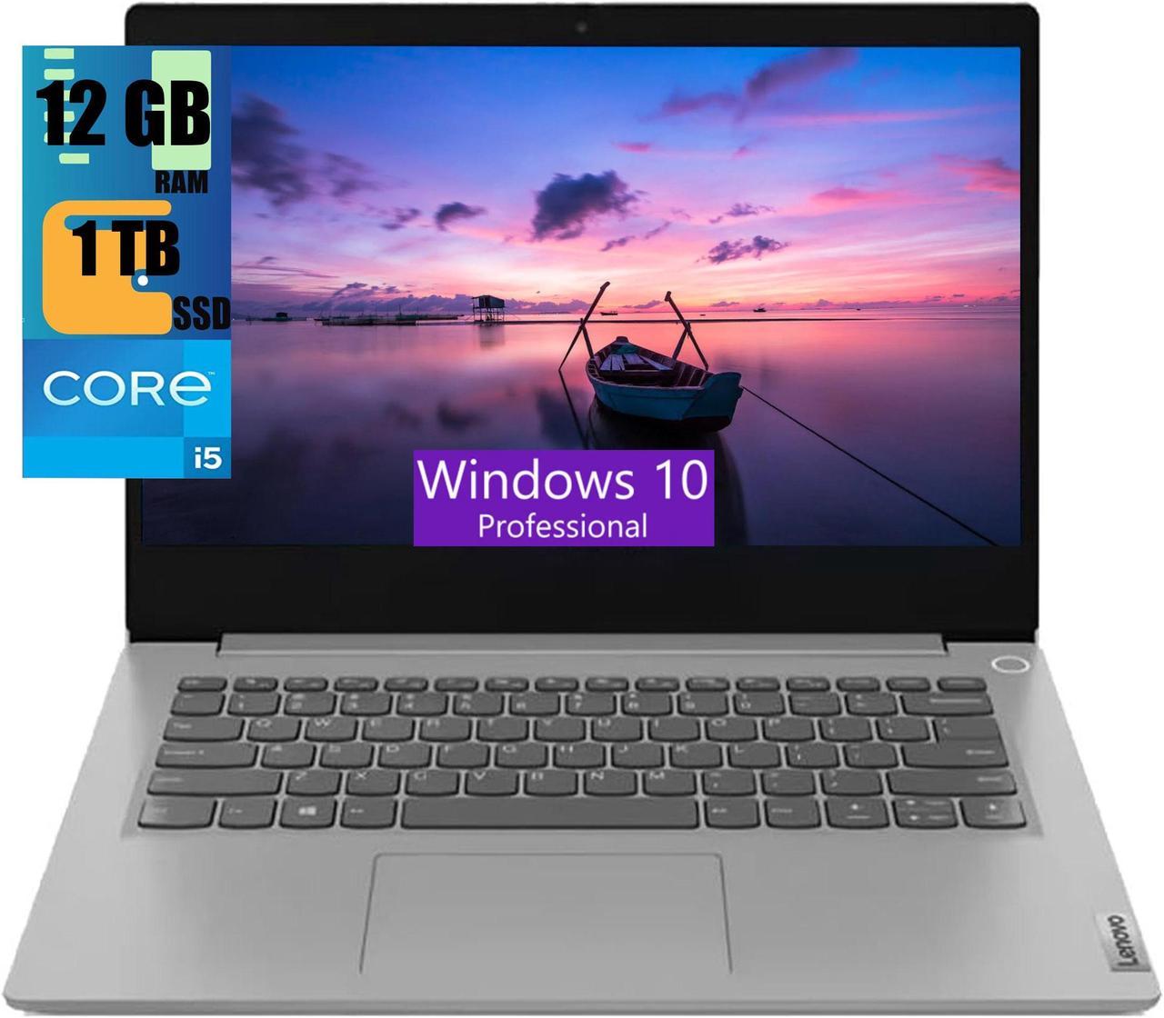 Lenovo IdeaPad 3 14 Laptop, 14" FHD (1920 x 1080) Display, Intel Core i5-1135G7 4 Cores Processor, Intel Iris Xe Graphics, 12GB DDR4  1TB PCIe SSD, Wi-Fi 6 and Bluetooth, Windows 10 Pro