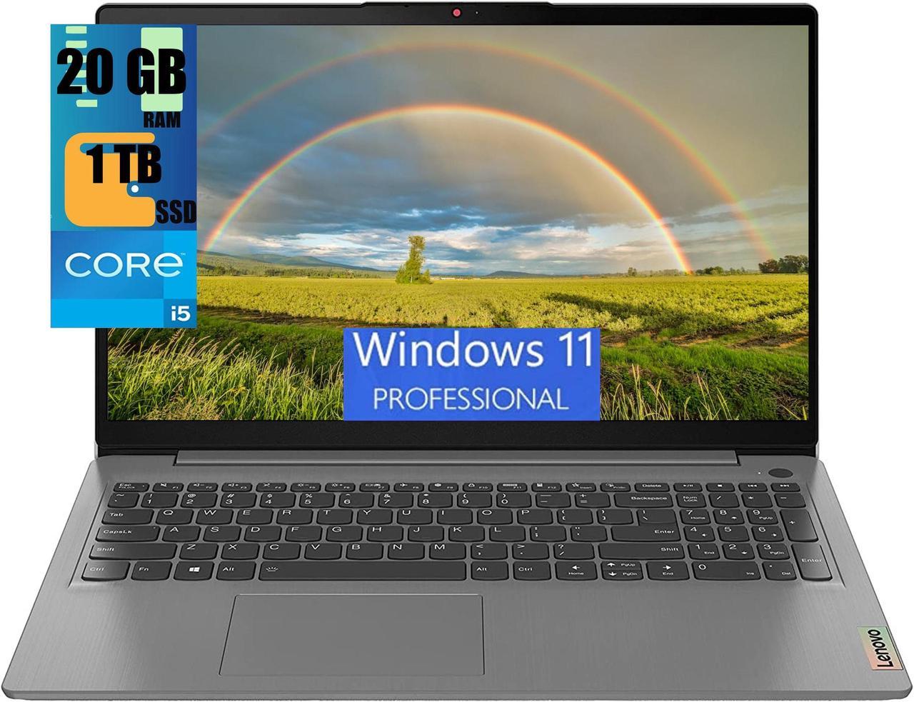 Lenovo IdeaPad 3 15 Laptop, 15.6" FHD (1920x1080) Touchscreen, Intel i5-1135G7 4-Core (Up to 4.2GHz) Processor, Intel Iris Xe Graphics, 20GB DDR4  1TB PCIe SSD, WiFi, HDMI, Windows 11 Pro