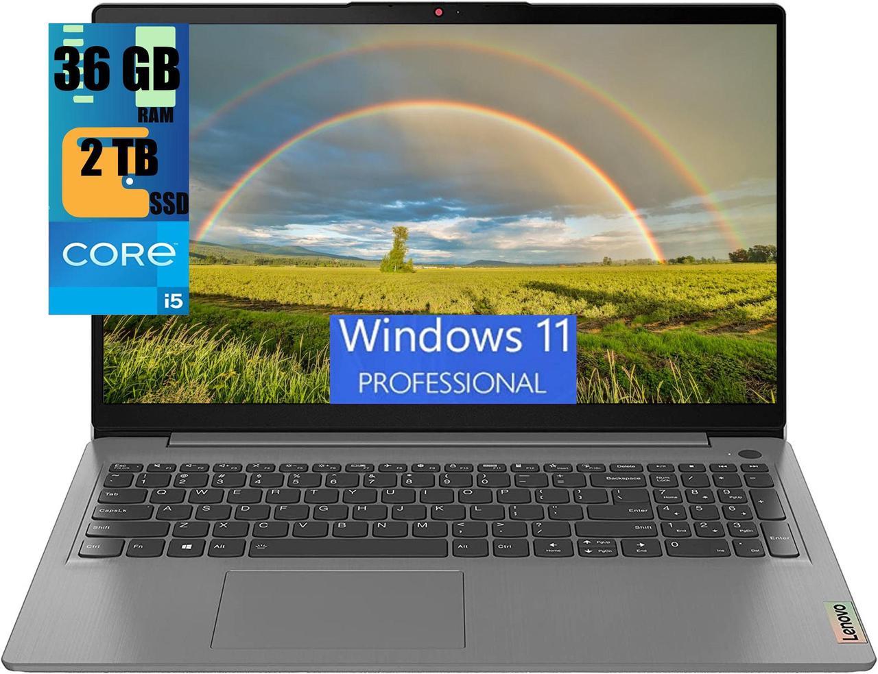 Lenovo IdeaPad 3 15 Laptop, 15.6" FHD (1920x1080) Touchscreen, Intel i5-1135G7 4-Core (Up to 4.2GHz) Processor, Intel Iris Xe Graphics, 36GB DDR4  2TB PCIe SSD, WiFi, HDMI, Windows 11 Pro