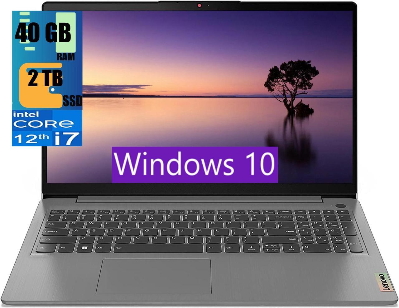 Lenovo IdeaPad 3 15 Laptop, 15.6" Full HD Touchscreen, Intel Core i7-1255U 10-Core Processor, Intel Iris Xe Graphics, 40GB DDR4  2TB PCIe SSD, Backlit Keyboard, Fingerprint, Windows 10