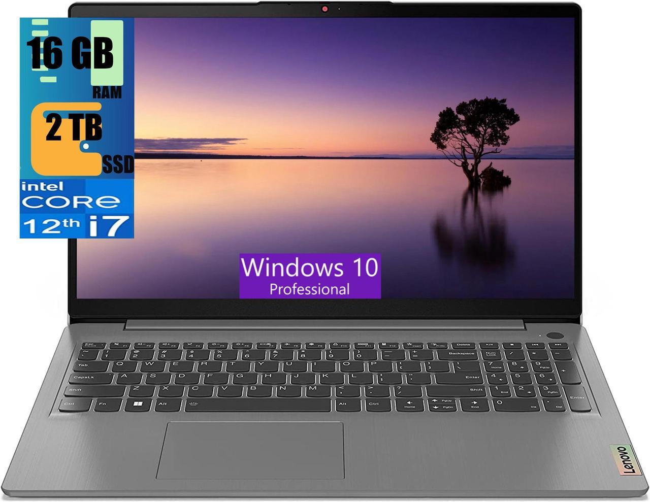 Lenovo IdeaPad 3 15 Laptop, 15.6" Full HD Touchscreen, Intel Core i7-1255U 10-Core Processor, Intel Iris Xe Graphics, 16GB DDR4  2TB PCIe SSD, Backlit Keyboard, Fingerprint, Windows 10 Pro