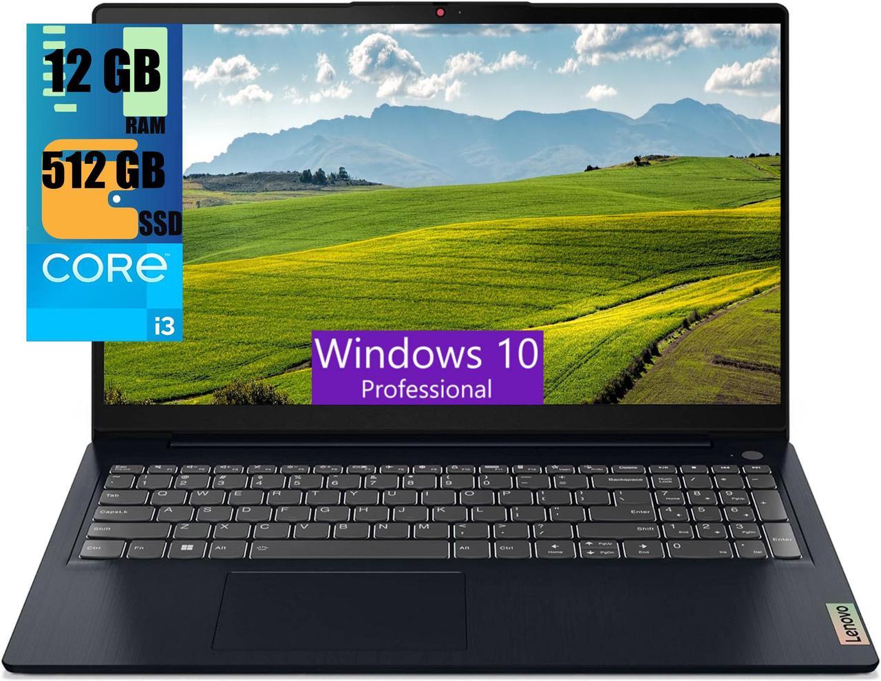 Lenovo IdeaPad 3 15 Laptop, 15.6" FHD (1920 x 1080) Display, Intel Core i3-1215U 6-Core Processor, Intel UHD Graphics, 12GB DDR4  512GB PCIe SSD, Backlit Keyboard | Fingerprint, Windows 10 Pro