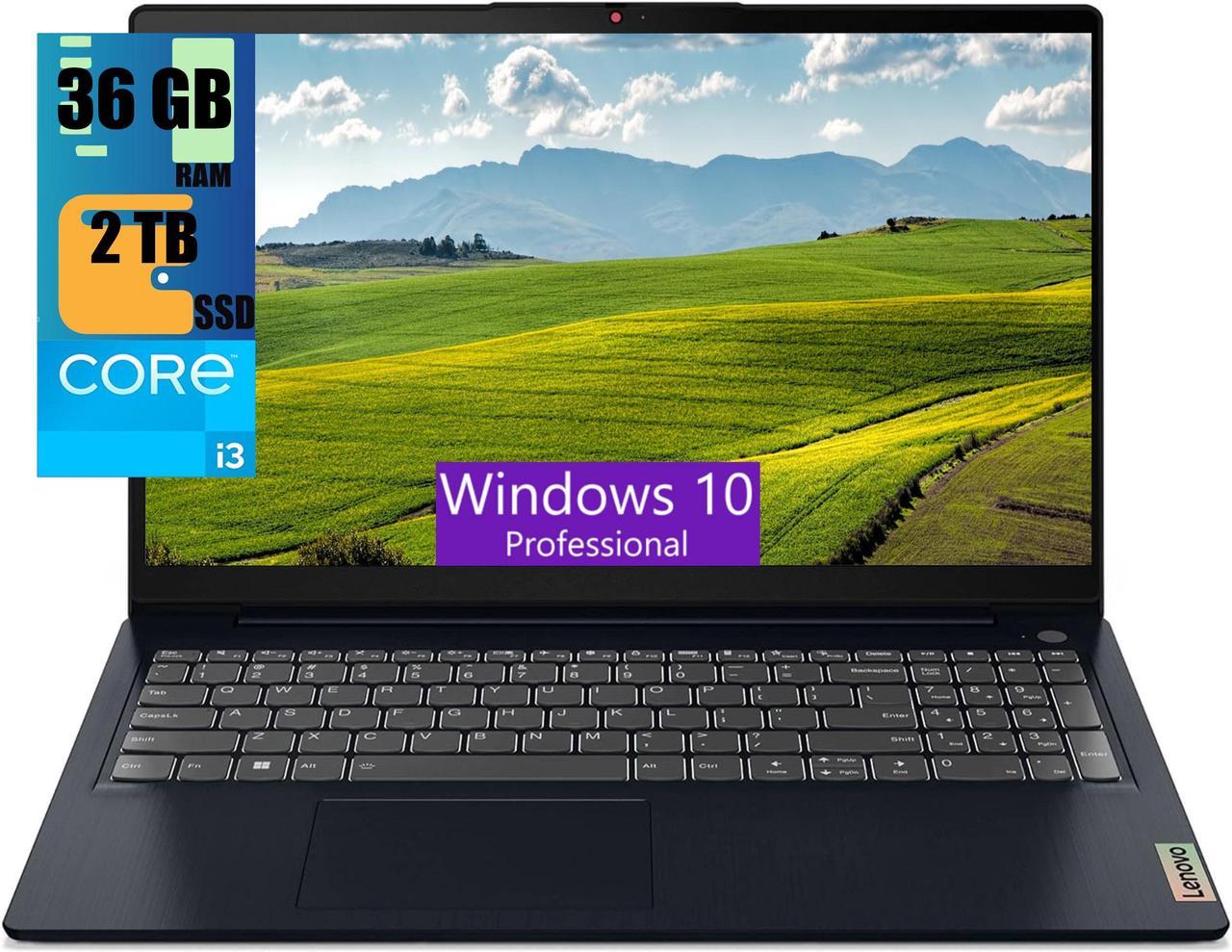 Lenovo IdeaPad 3 15 Laptop, 15.6" FHD (1920 x 1080) Display, Intel Core i3-1215U 6-Core Processor, Intel UHD Graphics, 36GB DDR4  2TB PCIe SSD, Backlit Keyboard | Fingerprint, Windows 10 Pro