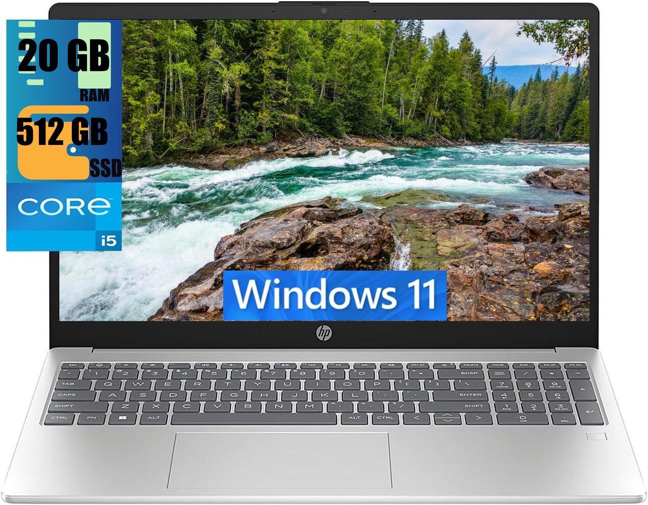 HP 15 Laptop, 15.6" FHD (1920 x 1080) Display, 11th Gen Intel Core i5-1135G7 4 cores Processor, Intel Iris Xe Graphics, 20GB DDR4  512GB PCIe SSD, Bluetooth, HDMI, Windows 11