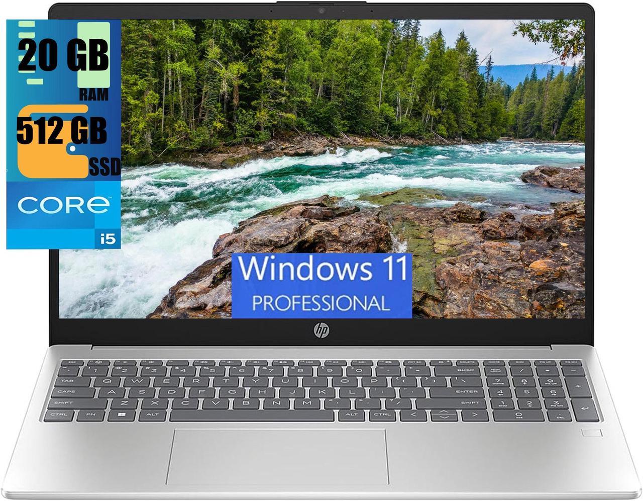 HP 15 Laptop, 15.6" FHD (1920 x 1080) Display, 11th Gen Intel Core i5-1135G7 4 cores Processor, Intel Iris Xe Graphics, 20GB DDR4  512GB PCIe SSD, Bluetooth, HDMI, Windows 11 Pro