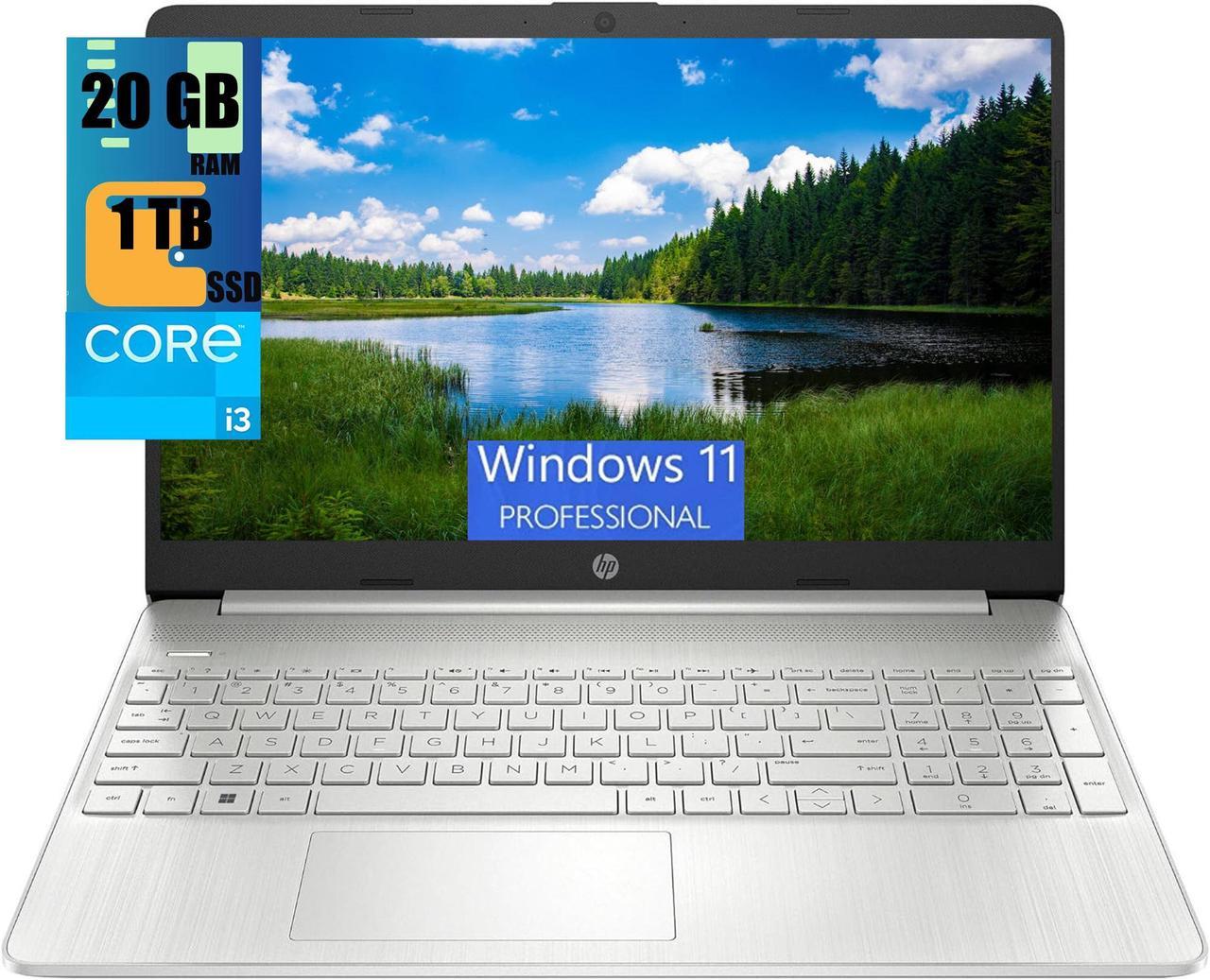 HP 15 Laptop, 15.6" Full HD (1920 x 1080) Display, Intel Core i3-1115G4 2 Cores Processor, Intel UHD Graphics, 20GB DDR4  1TB PCIe SSD, WiFi, Bluetooth 4.2, Webcam, Windows 11 Pro