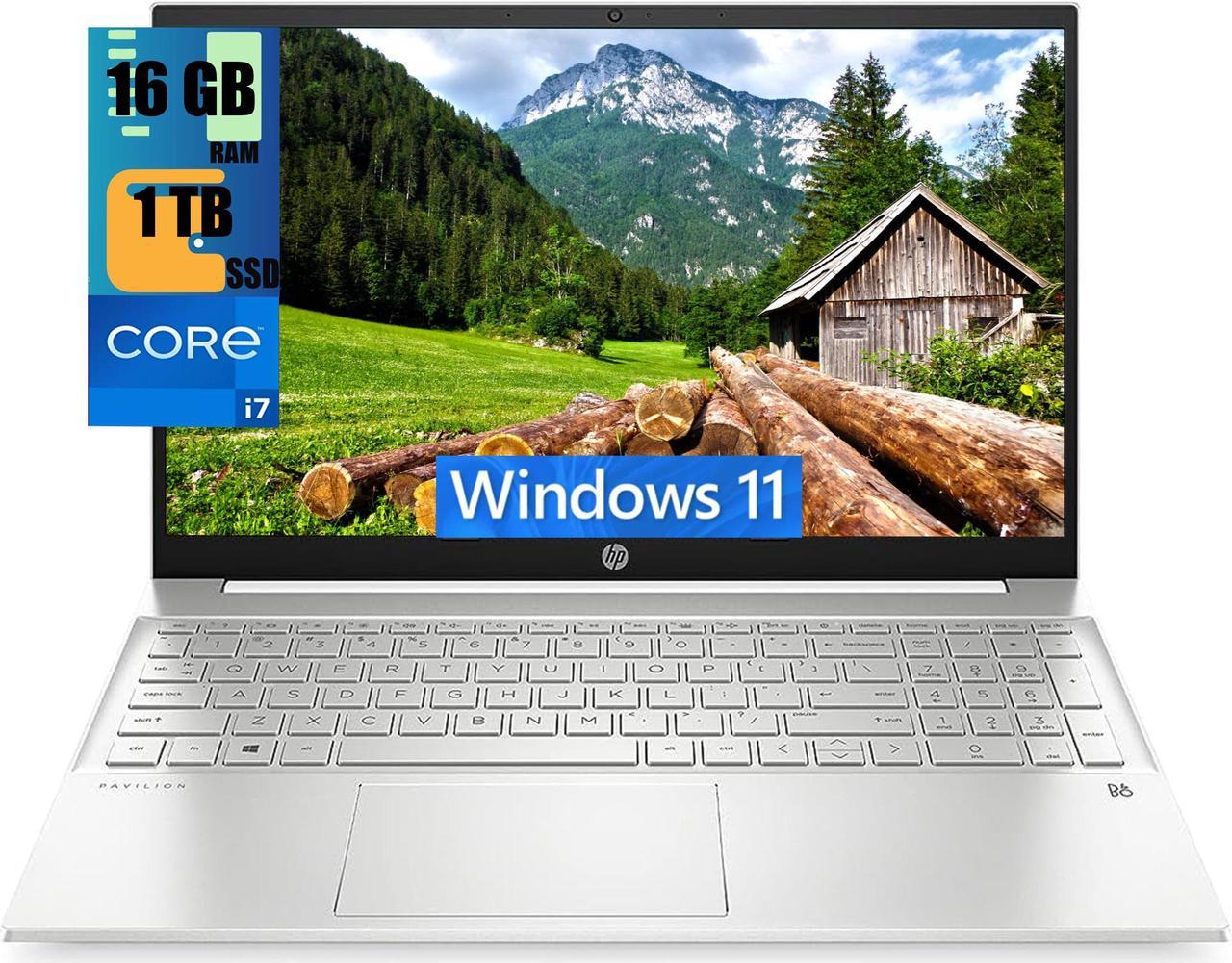 HP Pavilion 15 Laptop, 15.6" FHD (1920 x 1080) Display, Intel Core i7-1165G7 4 cores Processor, Iris Xe Graphics, 16GB DDR4  1TB PCIe SSD, Audio by B&O, WFi 6, HDMI, Windows 11