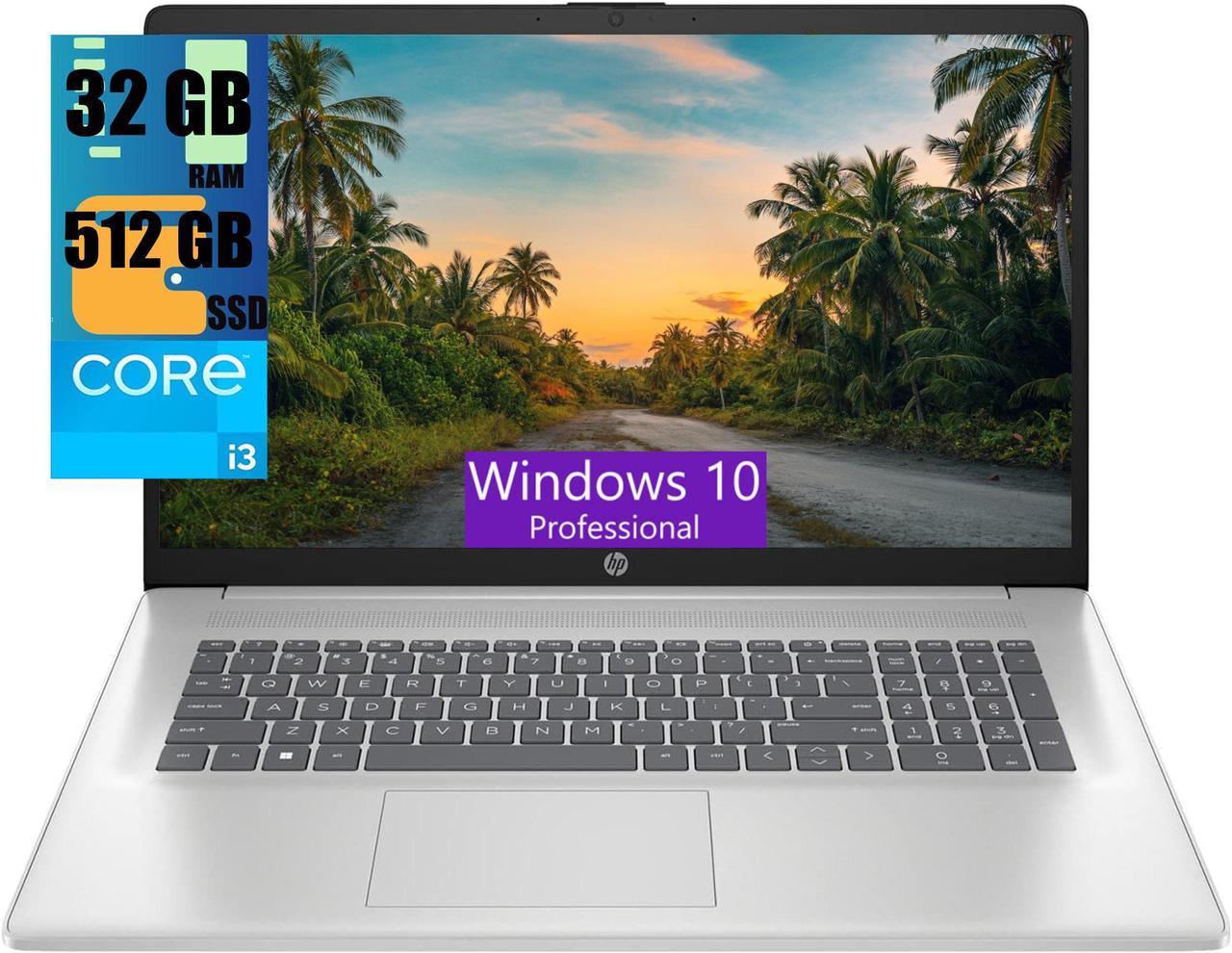 HP 17 Business Laptop, 17.3" HD+ Display, 11th Gen Intel Core i3-1125G4 4 Cores Processor, Intel UHD Graphics, 32GB DDR4  512GB PCIe SSD, Wi-Fi, HDMI, Webcam, Windows 10 Pro