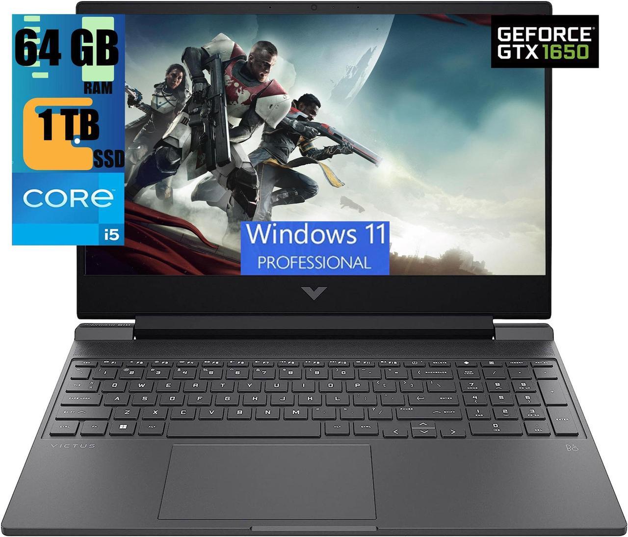 HP Victus 15 Gaming Laptop, 15.6" FHD 144Hz Display, Intel Core i5-12450H 8 Cores Processor, NVIDIA GeForce GTX 1650 4 GB GDDR5, 64GB DDR4  1TB PCIe SSD, WiFi 6, Backlit KB, Windows 11 Pro