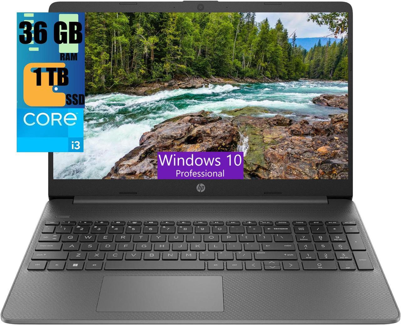 HP 15 Lightweight Laptop, 15.6" FHD (1920 x 1080) Display, Intel Core i3-1215U 6 cores Processor, Intel UHD Graphics, 36GB DDR4  1TB PCIe SSD, Wi-Fi 6 + Bluetooth. 5.1, Windows 10 Pro