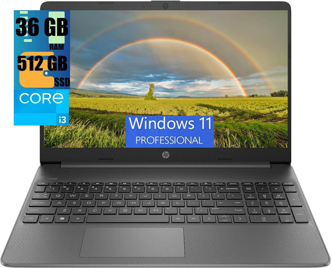 HP 15 Lightweight Laptop, 15.6" FHD (1920 x 1080) Display, Intel Core i3-1215U 6 cores Processor, Intel UHD Graphics, 36GB DDR4  512GB PCIe SSD, Wi-Fi 6 + Bluetooth. 5.1, Windows 11 Pro