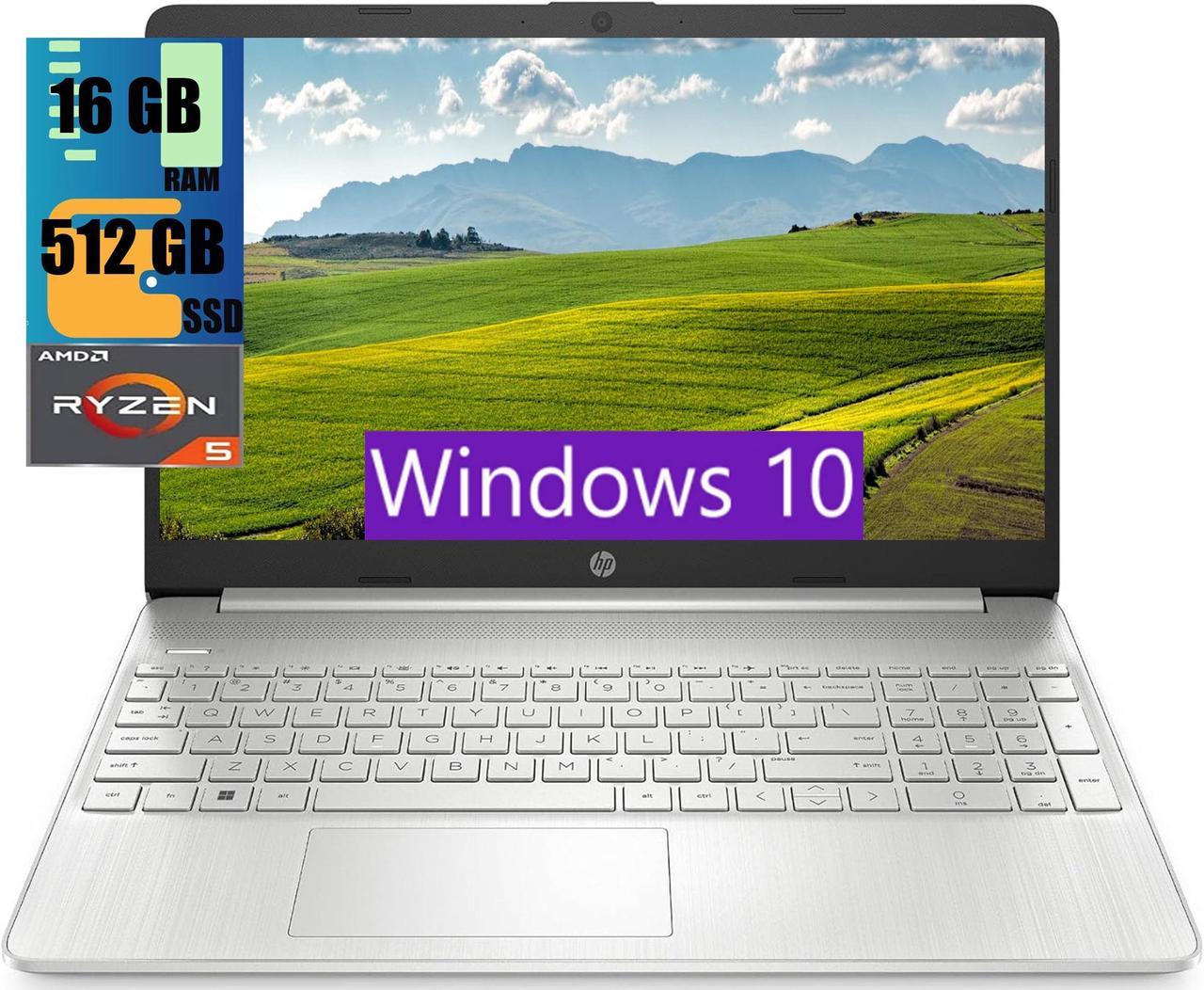 HP 15 Laptop, 15.6" HD Display, AMD Ryzen 5 5500U 6 Cores Processor, AMD Radeon Graphics, 16GB DDR4  512GB PCIe SSD, WiFi, Bluetooth, Webcam, Windows 10