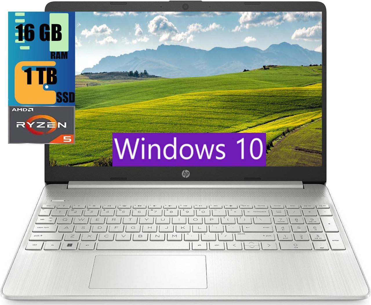 HP 15 Laptop, 15.6" HD Display, AMD Ryzen 5 5500U 6 Cores Processor, AMD Radeon Graphics,16GB DDR4  1TB PCIe SSD, WiFi, Bluetooth, Webcam, Windows 10