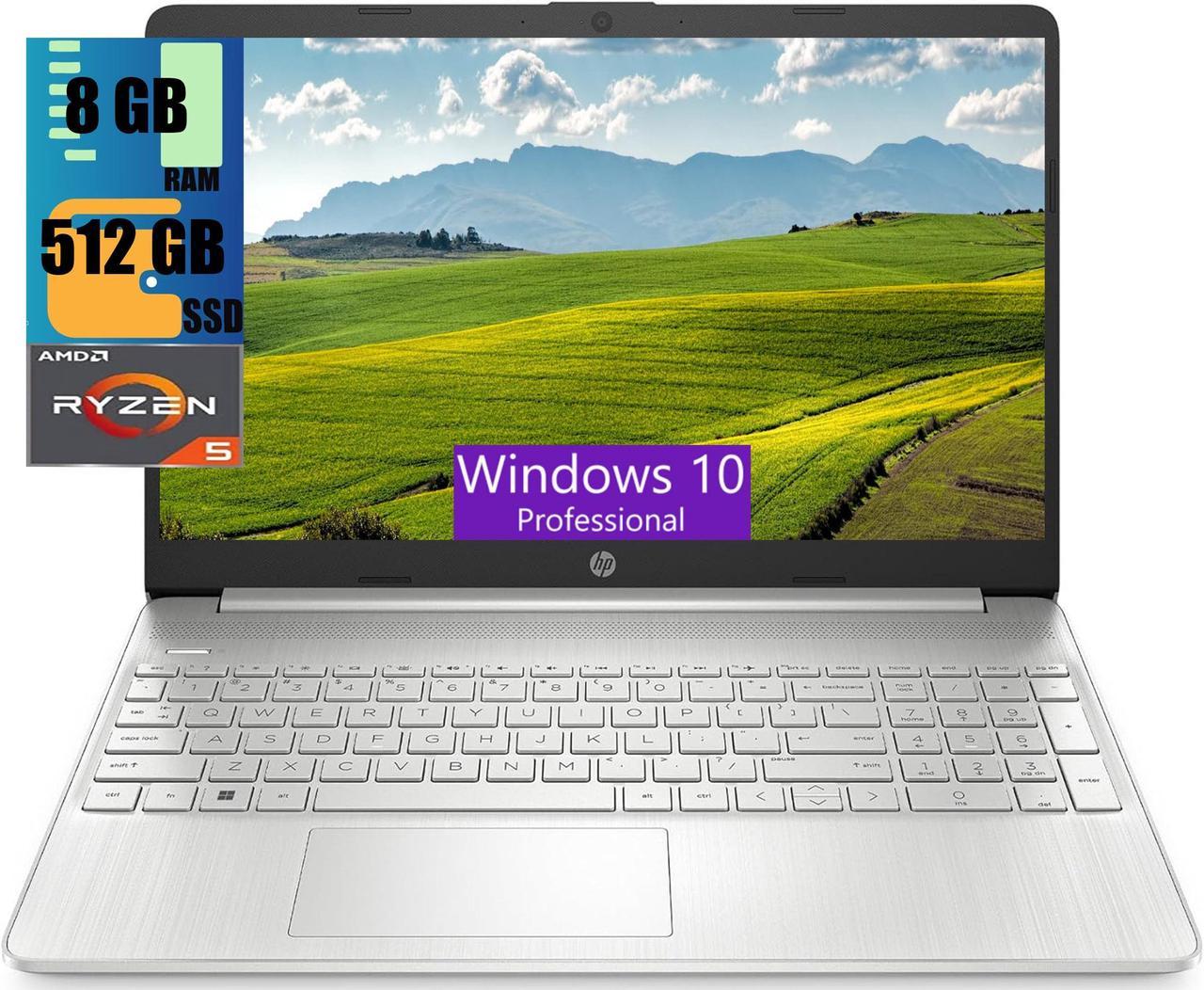 HP 15 Laptop, 15.6" HD Display, AMD Ryzen 5 5500U 6 Cores Processor, AMD Radeon Graphics, 8GB DDR4  512GB PCIe SSD, WiFi, Bluetooth, Webcam, Windows 10 Pro