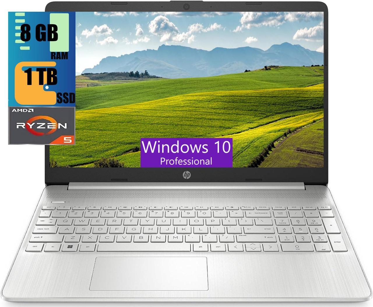 HP 15 Laptop, 15.6" HD Display, AMD Ryzen 5 5500U 6 Cores Processor, AMD Radeon Graphics, 8GB DDR4  1TB PCIe SSD,WiFi, Bluetooth, Webcam, Windows 10 Pro