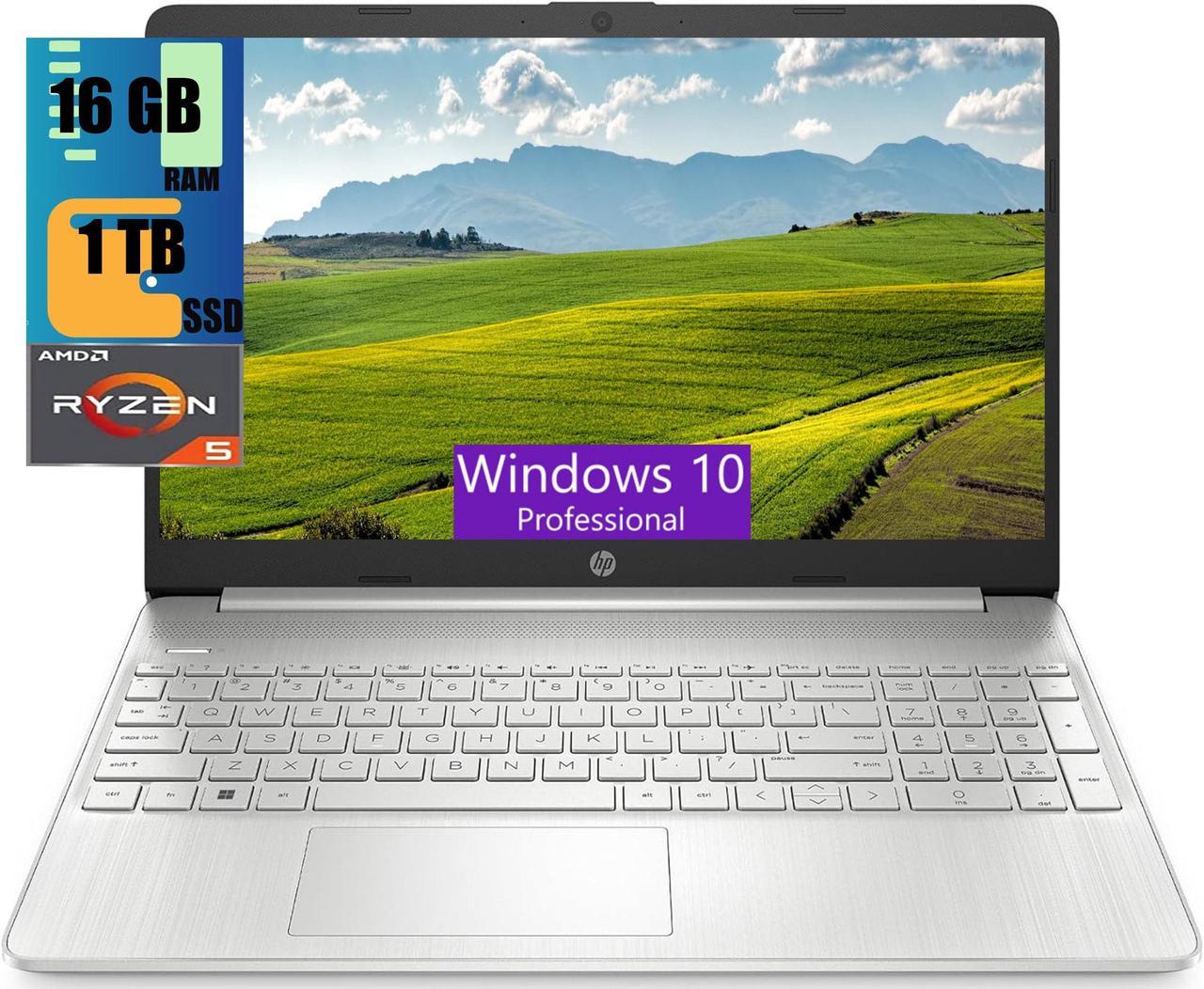 HP 15 Laptop, 15.6" HD Display, AMD Ryzen 5 5500U 6 Cores Processor, AMD Radeon Graphics, 16GB DDR4  1TB PCIe SSD, WiFi, Bluetooth, Webcam, Windows 10 Pro