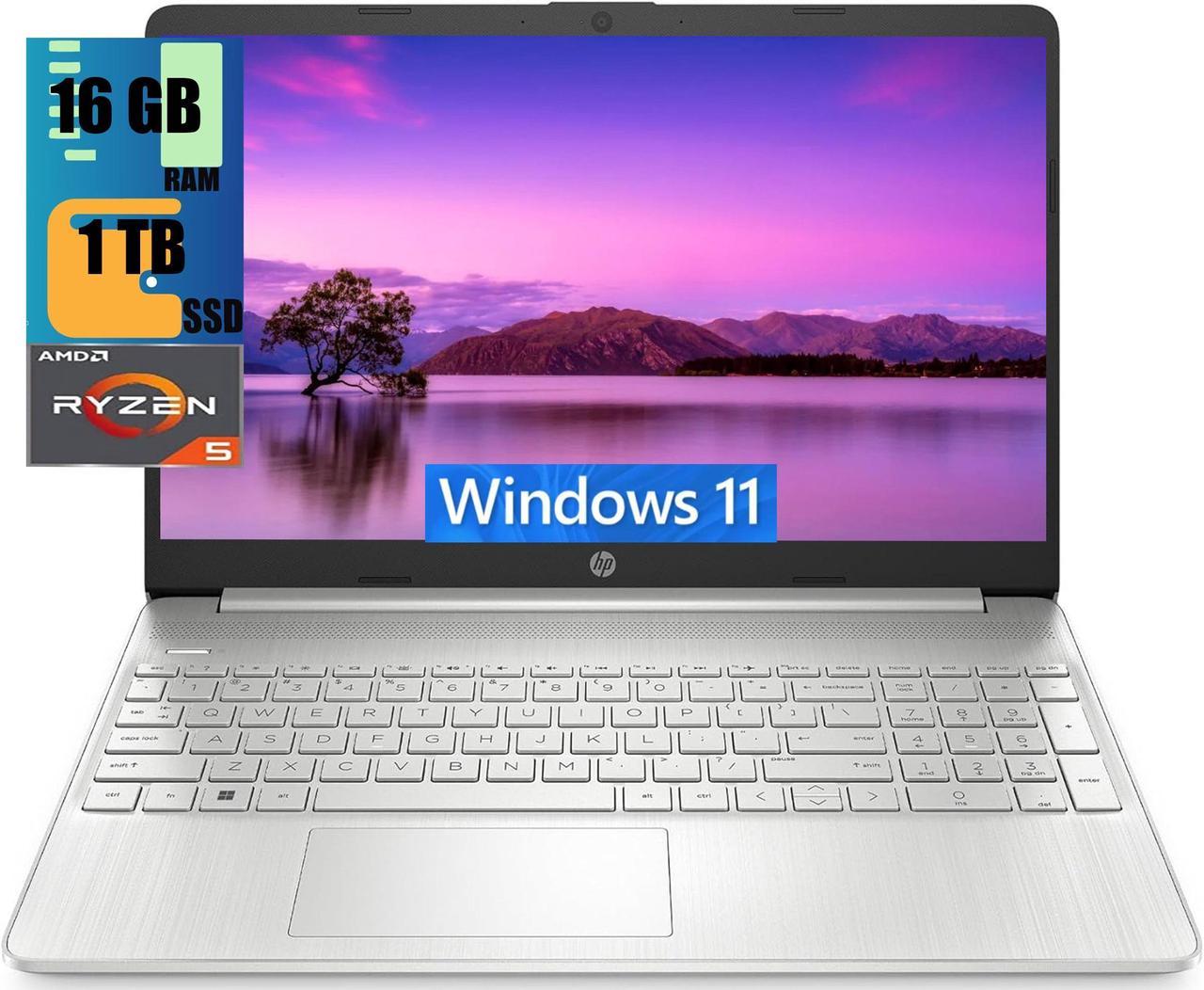 HP 15 Laptop, 15.6" HD Display, AMD Ryzen 5 5500U 6 Cores Processor, AMD Radeon Graphics, 16GB DDR4  1TB PCIe SSD, WiFi, Bluetooth, Webcam, Windows 11