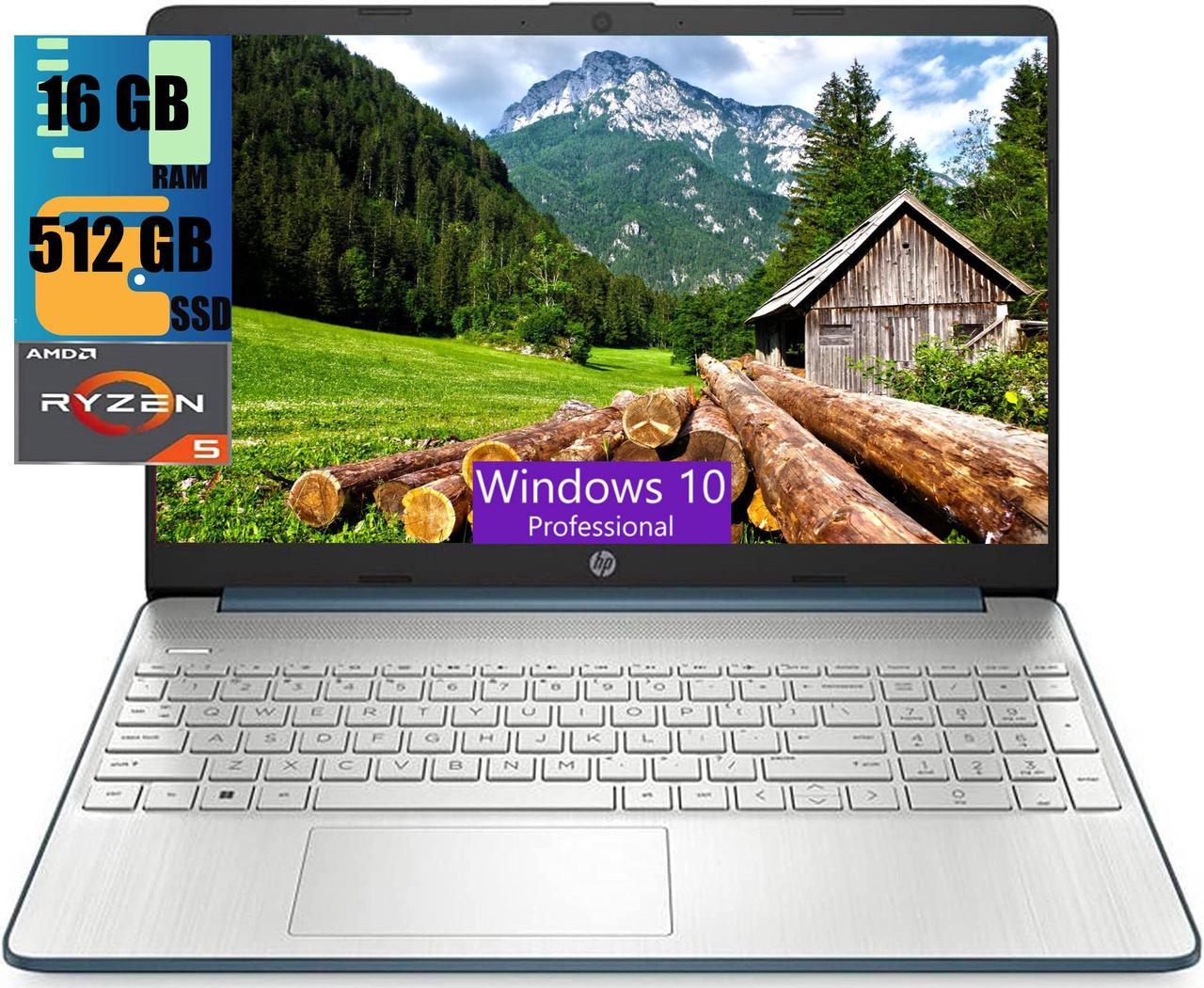 HP 15 Laptop, 15.6" FHD (1920 x 1080) Display, AMD Ryzen 5 5500U 6 Cores (Up to 4.0GHz) Processor, AMD Radeon Graphics, 16GB DDR4  512GB PCIe SSD, Bluetooth 4.2 Webcam, Windows 10 Pro