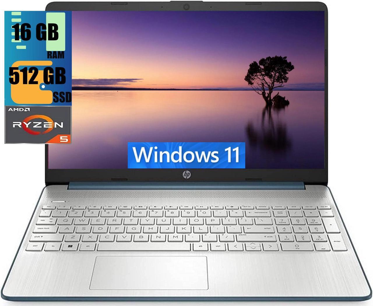 HP 15 Laptop, 15.6" FHD (1920 x 1080) Display, AMD Ryzen 5 5500U 6 Cores (Up to 4.0GHz) Processor, AMD Radeon Graphics, 16GB DDR4  512GB PCIe SSD, Bluetooth 4.2 Webcam, Windows 11