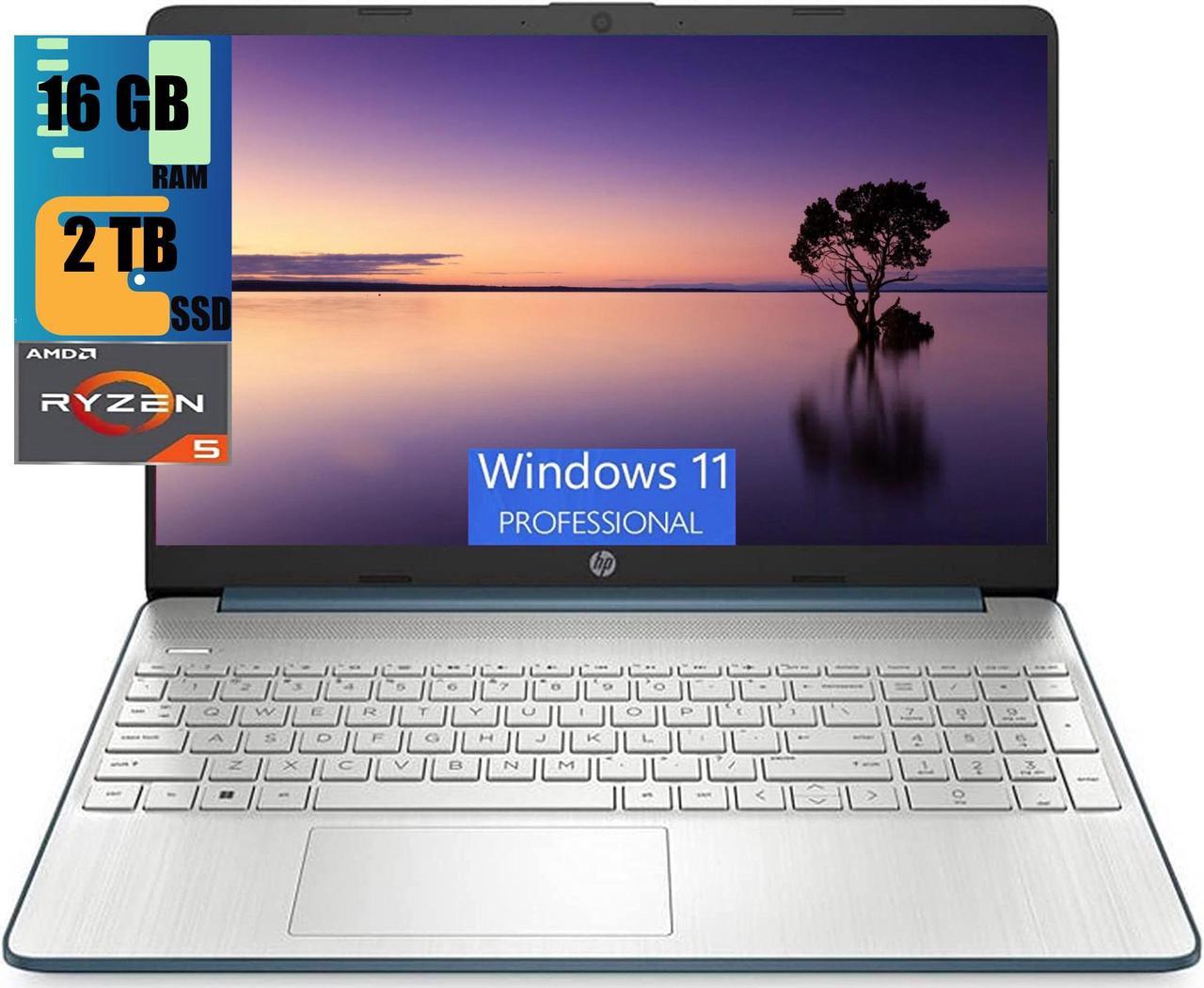 HP 15 Laptop, 15.6" FHD (1920 x 1080) Display, AMD Ryzen 5 5500U 6 Cores (Up to 4.0GHz) Processor, AMD Radeon Graphics, 16GB DDR4  2TB PCIe SSD, Bluetooth 4.2 Webcam, Windows 11 Pro