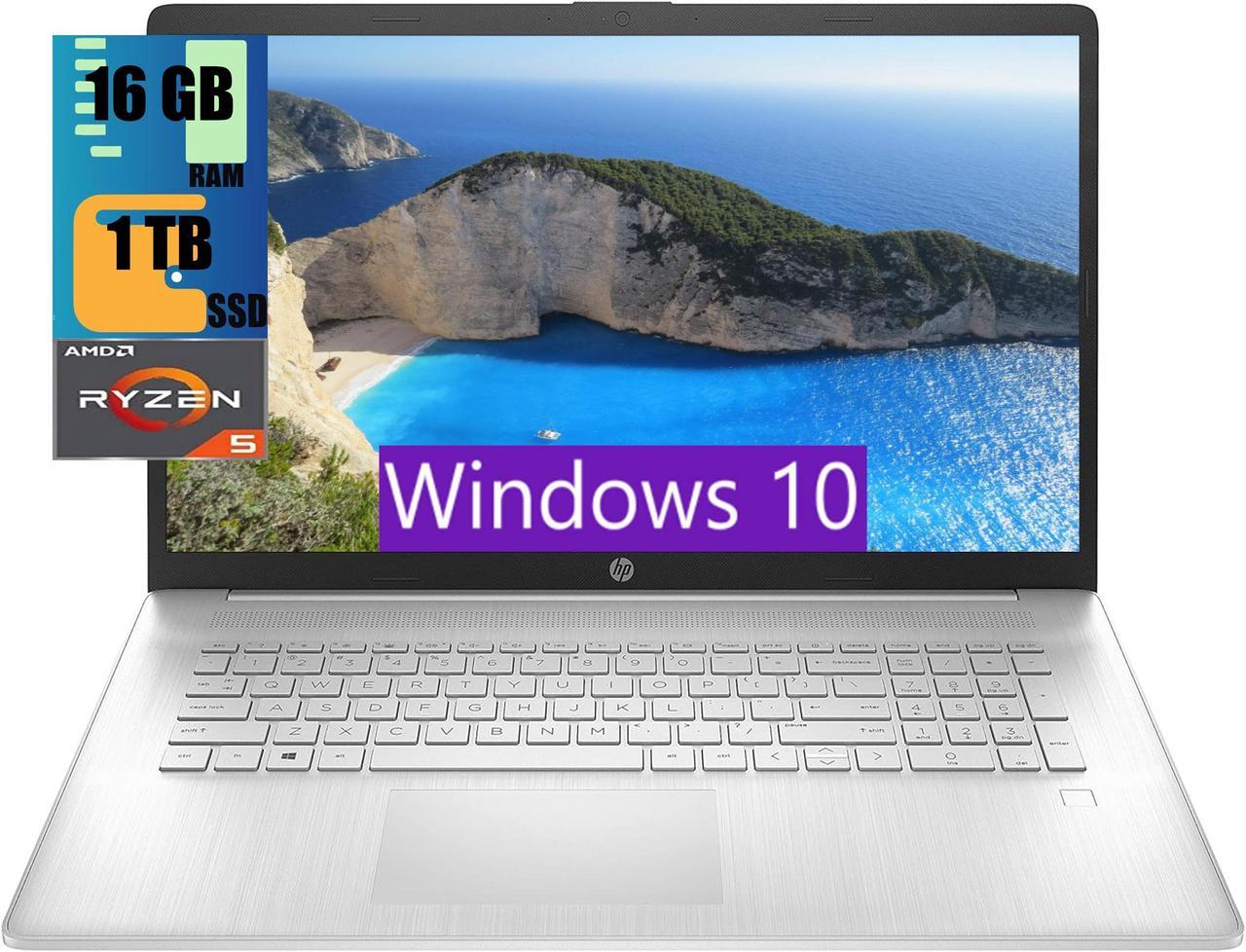 HP 17 Laptop, 17.3" FHD (1920 x 1080) Display, AMD Ryzen 5 5500U 6-Core up to 4.0GHz Processor, AMD Radeon Graphics,16GB DDR4  1TB PCIe SSD, Fingerprint, Webcam, WiFi, Windows 10