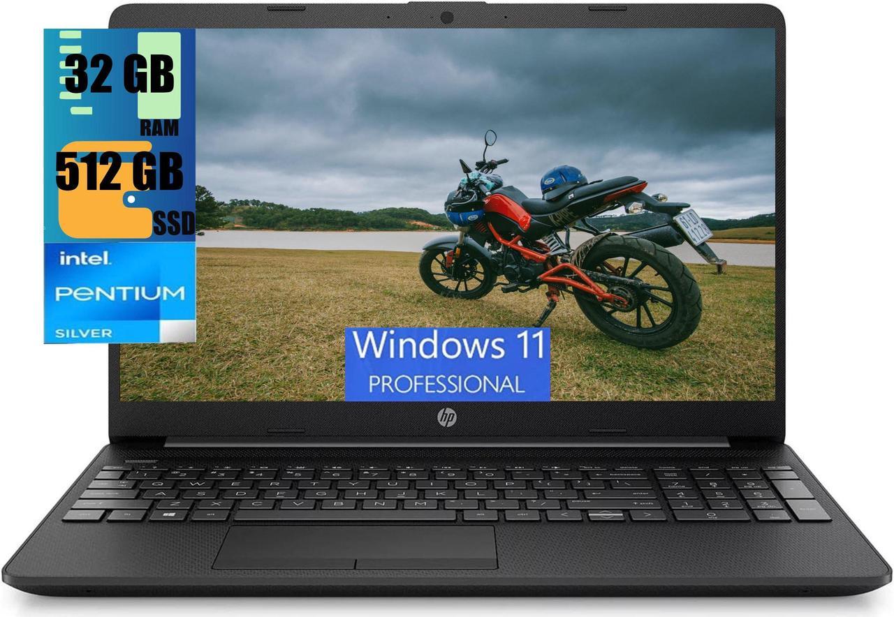 HP 15 Laptop, 15.6" HD Display, Intel Pentium N5030 4 cores Processor, Intel UHD Graphics, 32GB DDR4  512GB PCIe SSD, Media Card Reader, Wi-Fi 5 and Bluetooth, Windows 11 Pro