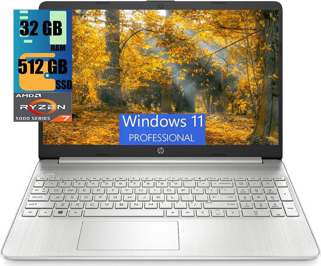 HP 15 Laptop, 15.6 HD Display, AMD Ryzen 7 5700U 8 cores Processor, AMD Radeon Graphics, 32GB DDR4  512GB PCIe SSD, Full-Size Keyboard, Wi-Fi 6 & Bluetooth, Windows 11 Pro