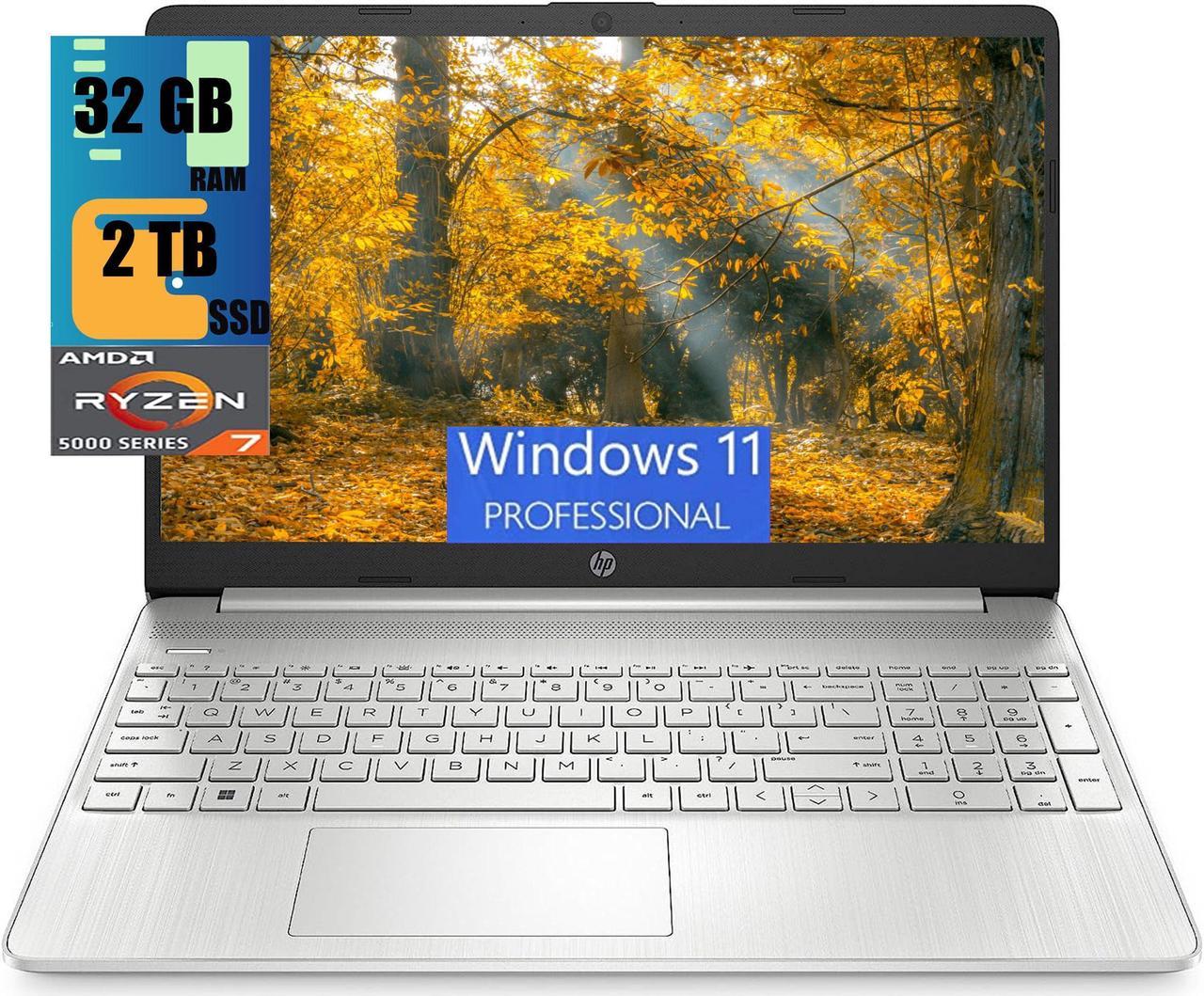 HP 15 Laptop, 15.6 HD Display, AMD Ryzen 7 5700U 8 cores Processor, AMD Radeon Graphics, 32GB DDR4  2TB PCIe SSD, Full-Size Keyboard, Wi-Fi 6 & Bluetooth, Windows 11 Pro