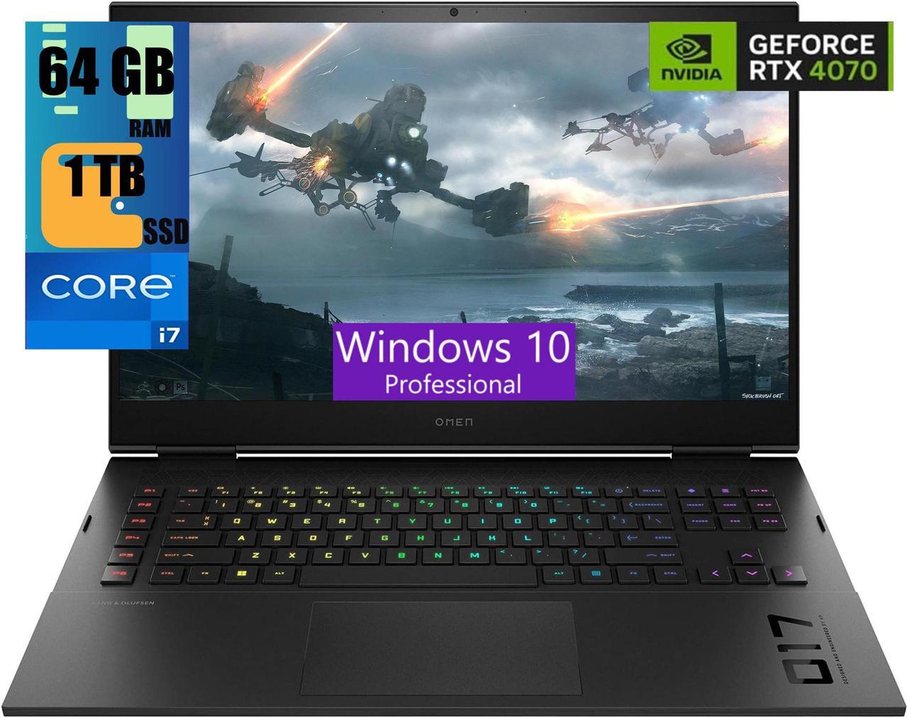 HP OMEN 17 Gaming Laptop, 17.3" QHD 165Hz, Intel core i7-13700HX 16 cores Processor, NVIDIA GeForce RTX 4070 8GB GDDR6 Graphics, 64GB DDR5  1TB PCIe SSD, Wi-Fi 6E, Bluetooth 5.3, Windows 10 Pro