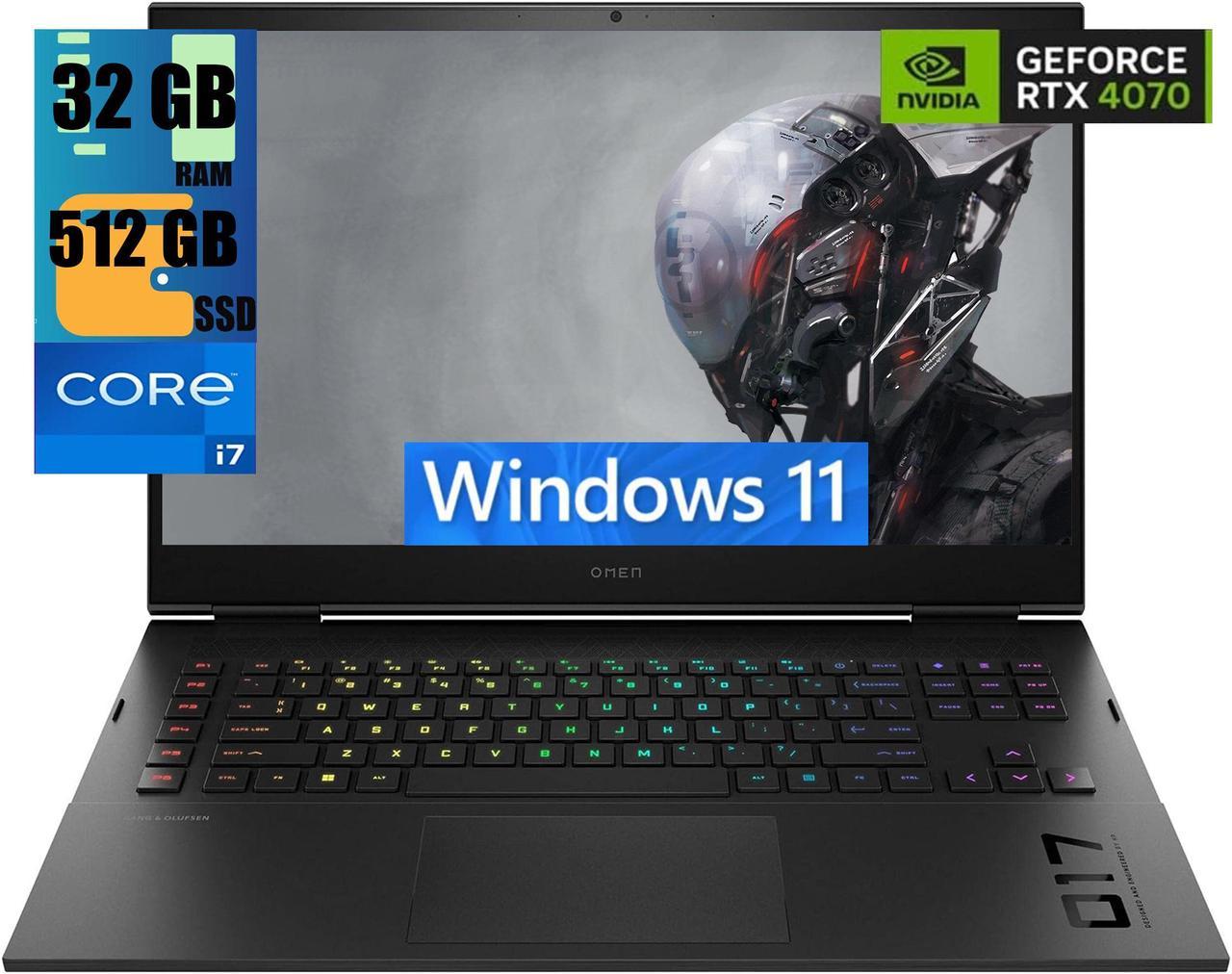 HP OMEN 17 Gaming Laptop, 17.3" QHD 165Hz, Intel core i7-13700HX 16 cores Processor, NVIDIA GeForce RTX 4070 8GB GDDR6 Graphics, 32GB DDR5  512GB PCIe SSD, Wi-Fi 6E, Bluetooth 5.3, Windows 11