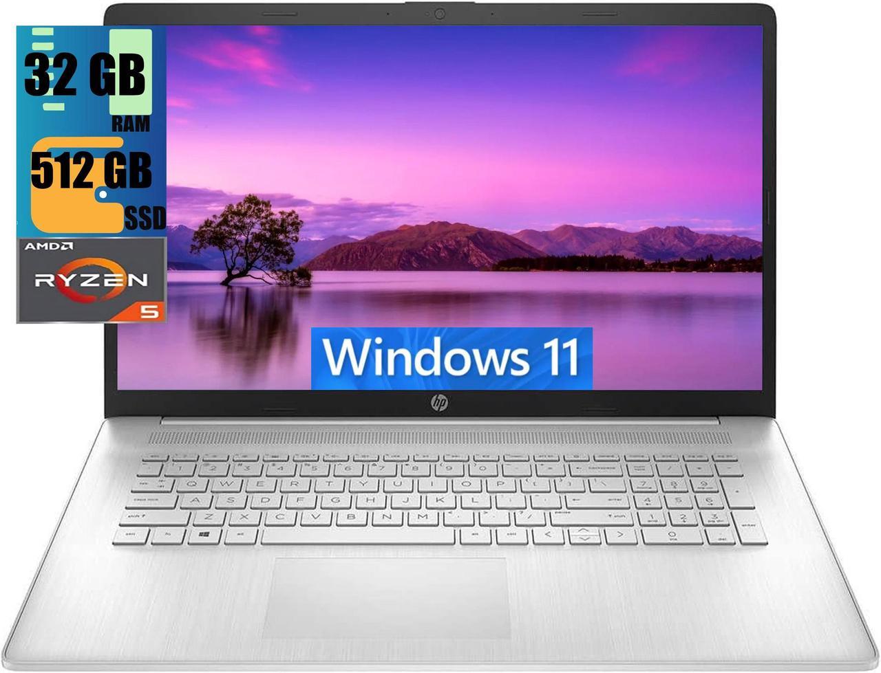 HP 17 Laptop, 17.3" HD+ Touchscreen, AMD Ryzen 5 5500U 6 cores Processor, AMD Radeon Graphics, 32GB DDR4  512GB PCIe SSD, Wi-Fi, Bluetooth 5, Webcam, Windows 11