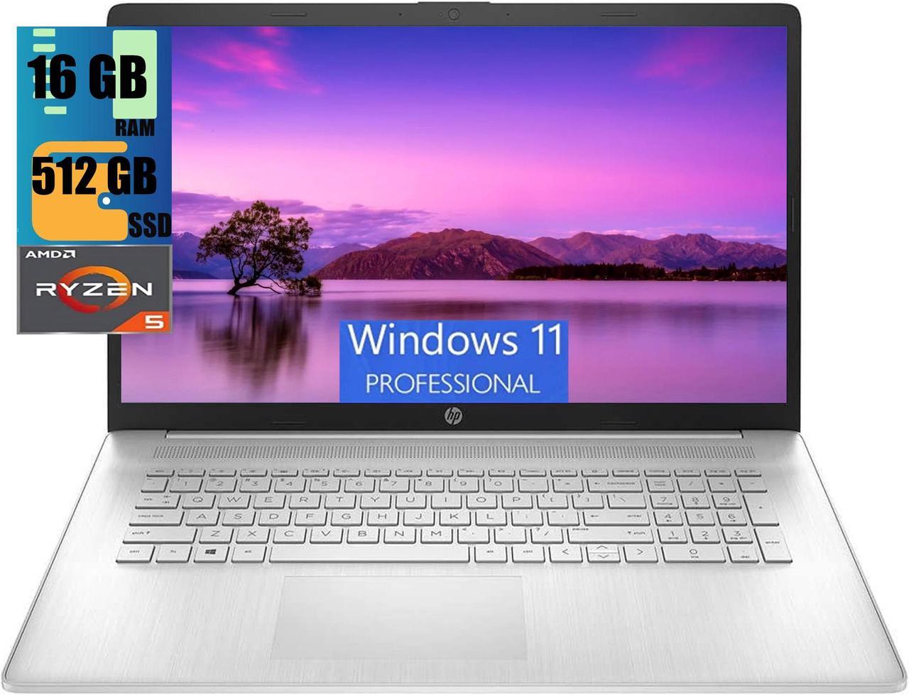 HP 17 Laptop, 17.3" HD+ Touchscreen, AMD Ryzen 5 5500U 6 cores Processor, AMD Radeon Graphics, 16GB DDR4  512GB PCIe SSD, Wi-Fi, Bluetooth 5, Webcam, Windows 11 Pro