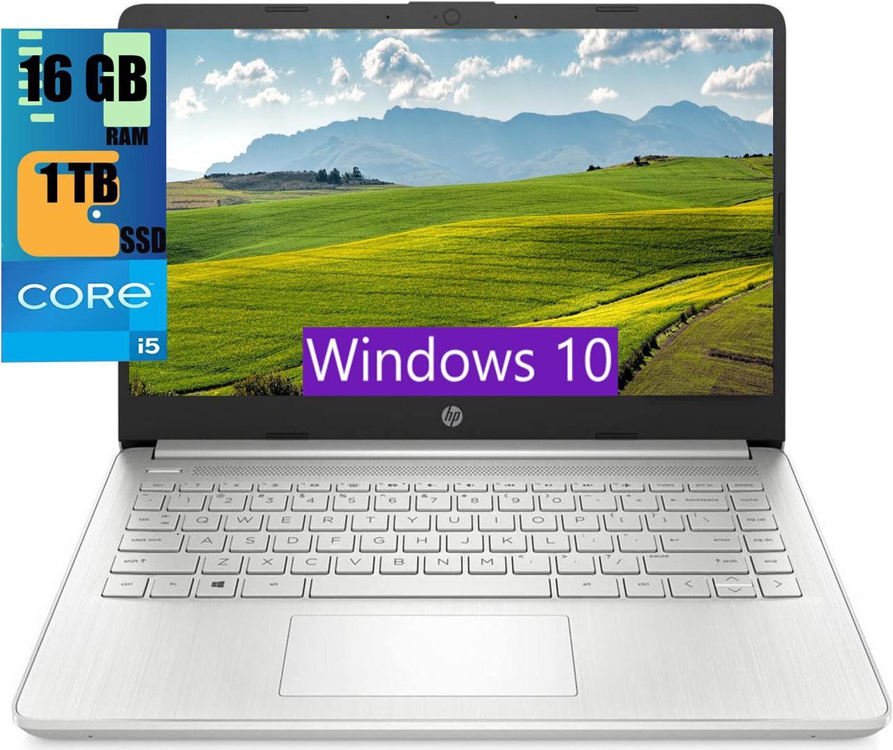 HP 14 Laptop, 14" Full HD Display, Intel Core i5-1135G7 4 Cores Processor, Intel Iris Xe Graphics,16GB DDR4  1TB PCIe SSD, Webcam, SD Media Card Reader, Windows 10