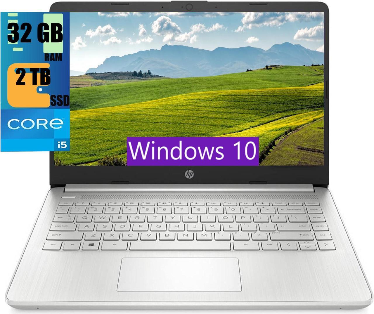 HP 14 Laptop, 14" Full HD Display, Intel Core i5-1135G7 4 Cores Processor, Intel Iris Xe Graphics, 32GB DDR4  2TB PCIe SSD, Webcam, SD Media Card Reader, Windows 10