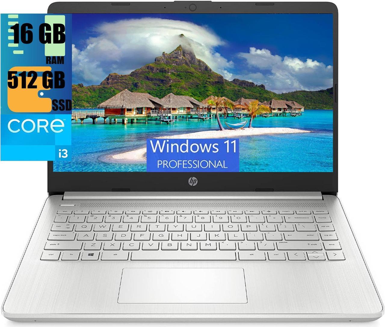 HP Pavilion 14 Laptop, 14" FHD (1920 x 1080) Display, Intel Core i3-1125G4 4 cores Processor, Intel UHD Graphics, 16GB DDR4  512GB PCIe SSD, Webcam, HDMI, WiFi, Bluetooth, Windows 11 Pro