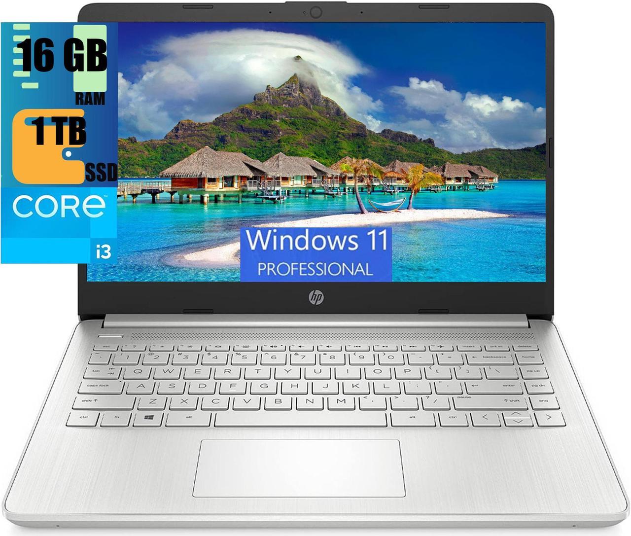 HP Pavilion 14 Laptop, 14" FHD (1920 x 1080) Display, Intel Core i3-1125G4 4 cores Processor, Intel UHD Graphics, 16GB DDR4  1TB PCIe SSD, Webcam, HDMI, WiFi, Bluetooth, Windows 11 Pro