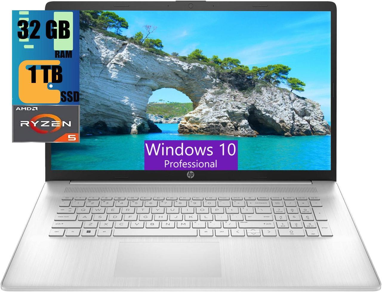 HP 17 Laptop, 17.3" HD+ Touchscreen Display, AMD Ryzen 5 7530U 6 cores Processor, AMD Radeon Graphics, 32GB DDR4  1TB PCIe SSD, Wi-Fi 6, HDMI, Backlit KB, Webcam, Windows 10 Pro