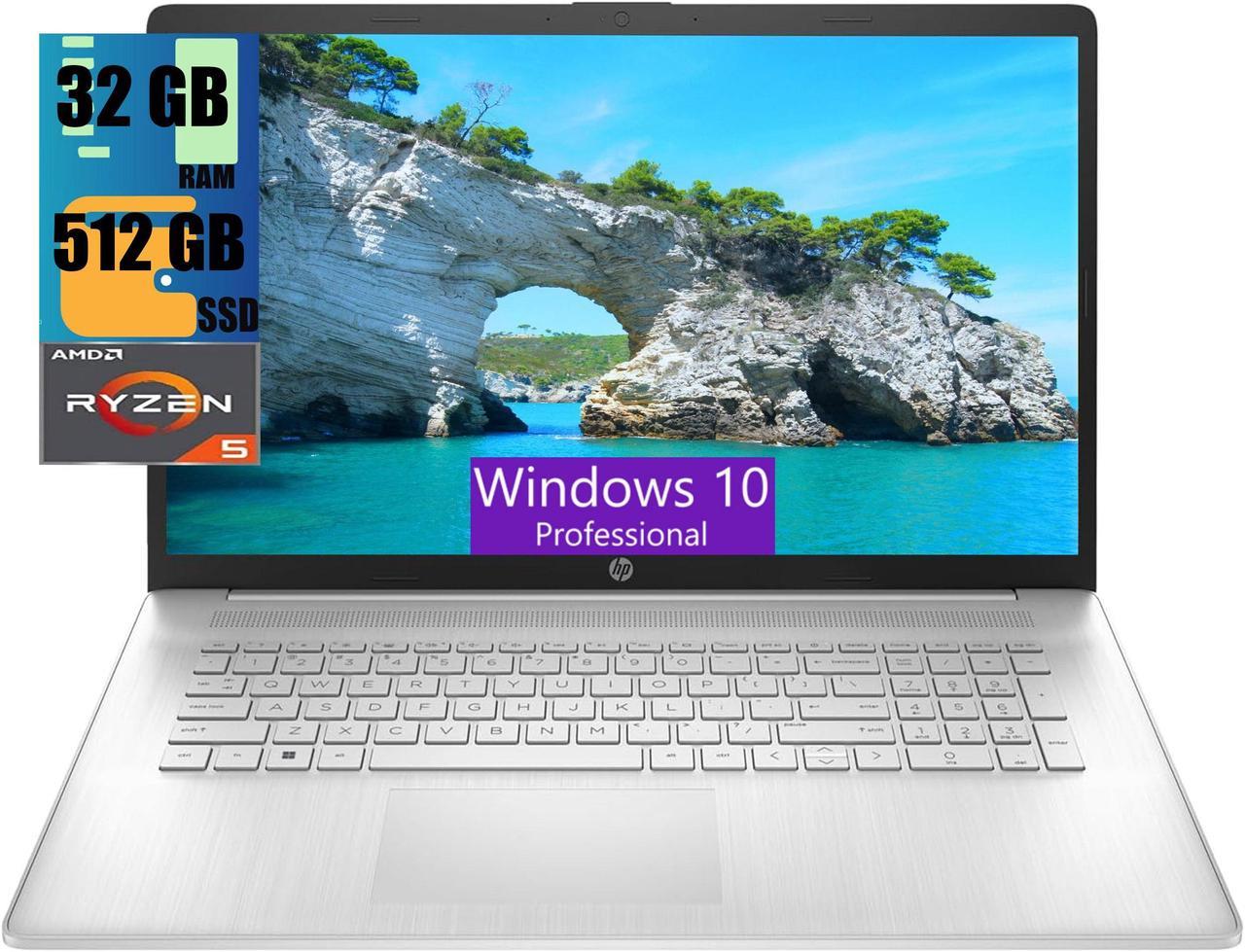 HP 17 Laptop, 17.3" HD+ Touchscreen Display, AMD Ryzen 5 7530U 6 cores Processor, AMD Radeon Graphics, 32GB DDR4  512GB PCIe SSD, Wi-Fi 6, HDMI, Backlit KB, Webcam, Windows 10 Pro