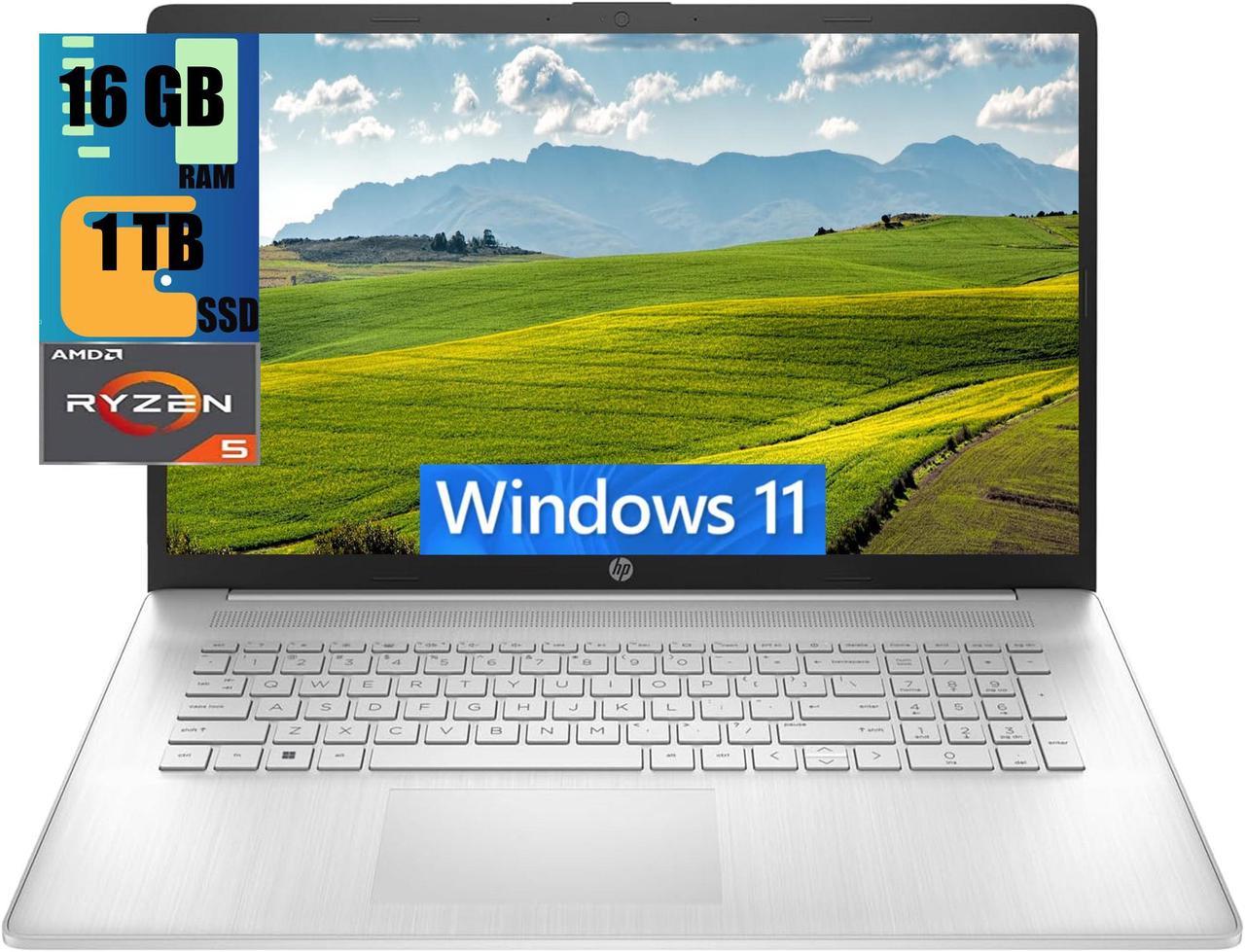 HP 17 Laptop, 17.3" HD+ Touchscreen Display, AMD Ryzen 5 7530U 6 cores Processor, AMD Radeon Graphics, 16GB DDR4  1TB PCIe SSD, Wi-Fi 6, HDMI, Backlit KB, Webcam, Windows 11