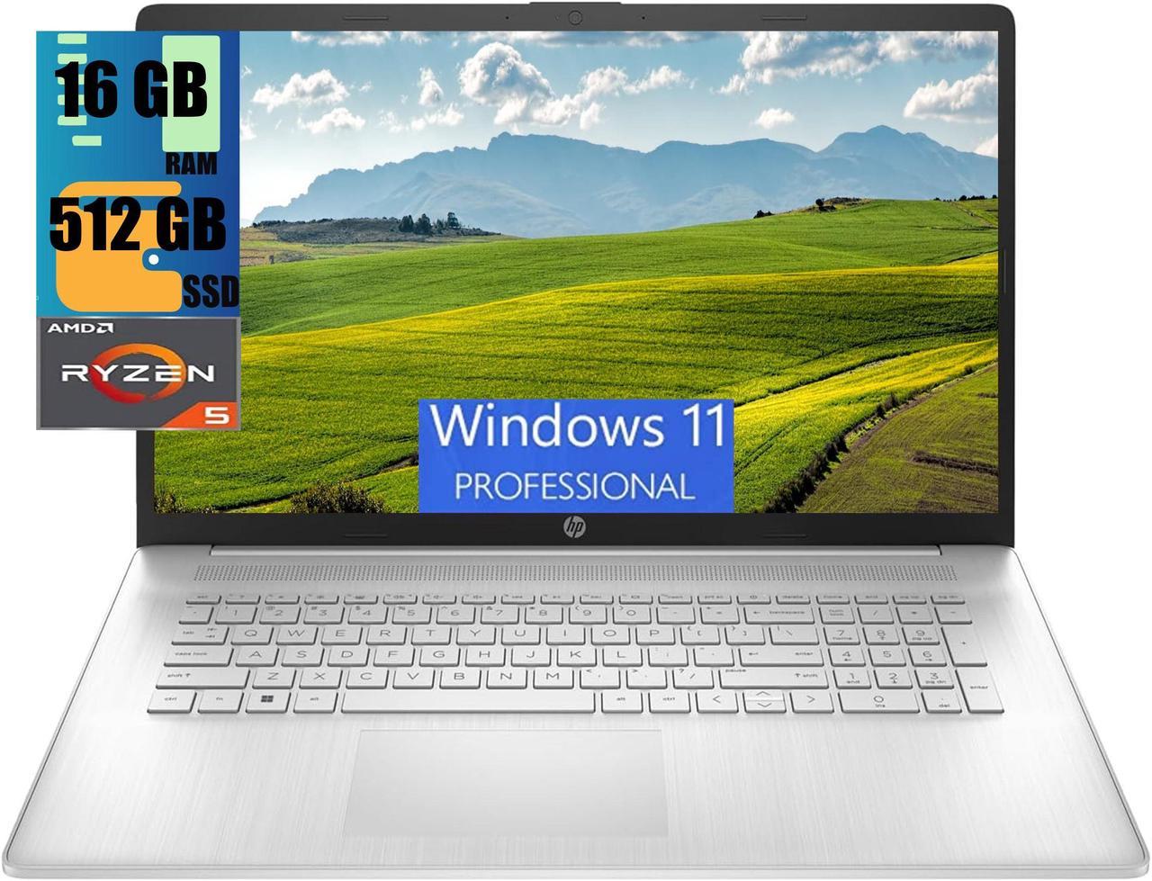 HP 17 Laptop, 17.3" HD+ Touchscreen Display, AMD Ryzen 5 7530U 6 cores Processor, AMD Radeon Graphics, 16GB DDR4  512GB PCIe SSD, Wi-Fi 6, HDMI, Backlit KB, Webcam, Windows 11 Pro