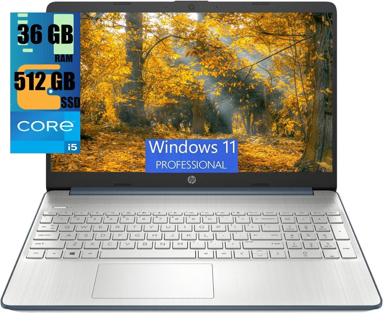 HP 15 Laptop, 15.6" HD Display, Intel Core i3-1115G4 2 Cores Processor, Intel UHD Graphics, 36GB DDR4  512GB PCIe SSD, Wi-Fi, SD Card Reader, HDMI, Webcam, Windows 11 Pro